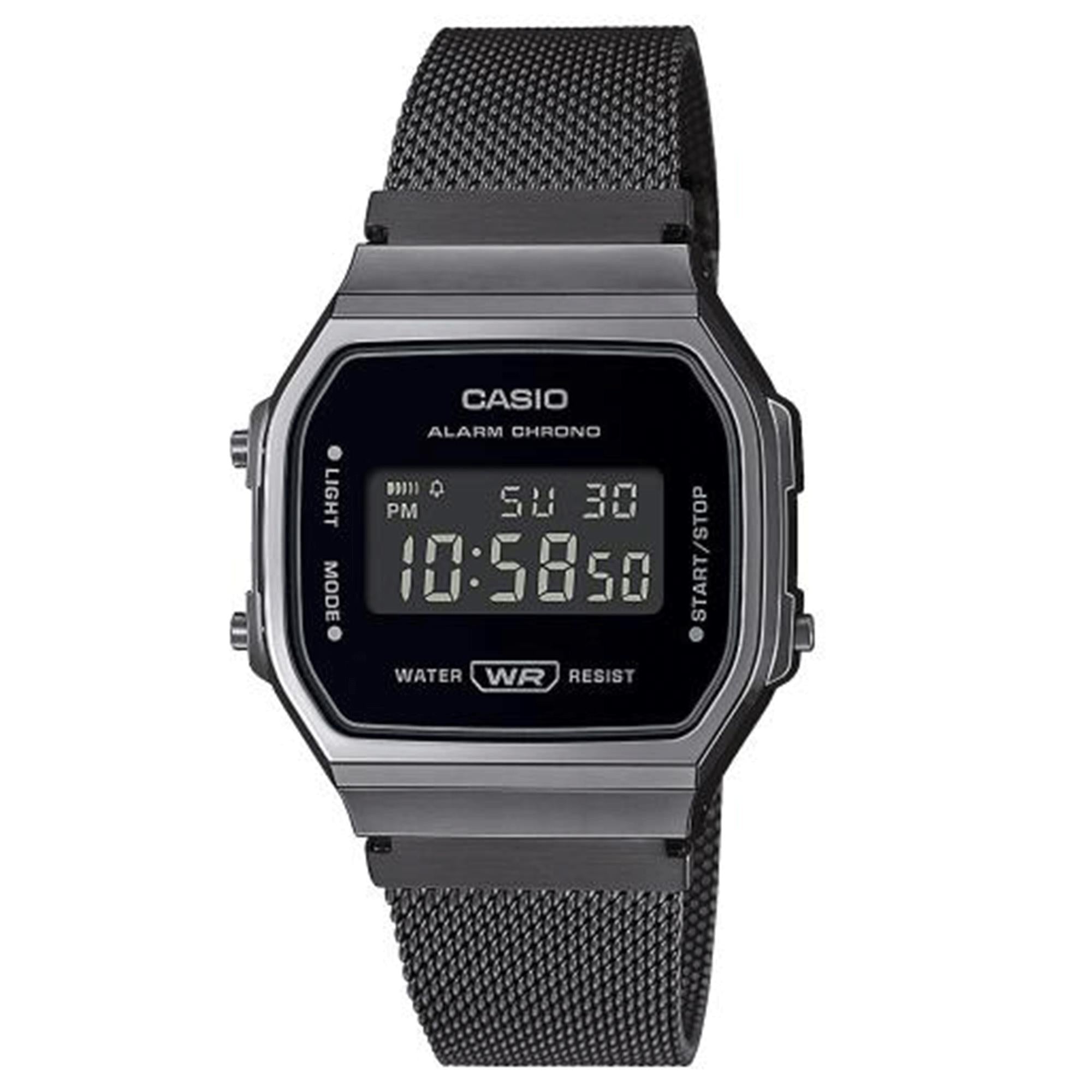 Casio Collection Quartz Black Dial Gunmetal Grey Stainless Steel Bracelet Watch A168WEMB-1BEF