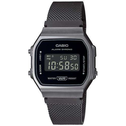 Casio Collection Quartz Black Dial Gunmetal Grey Stainless Steel Bracelet Watch A168WEMB-1BEF