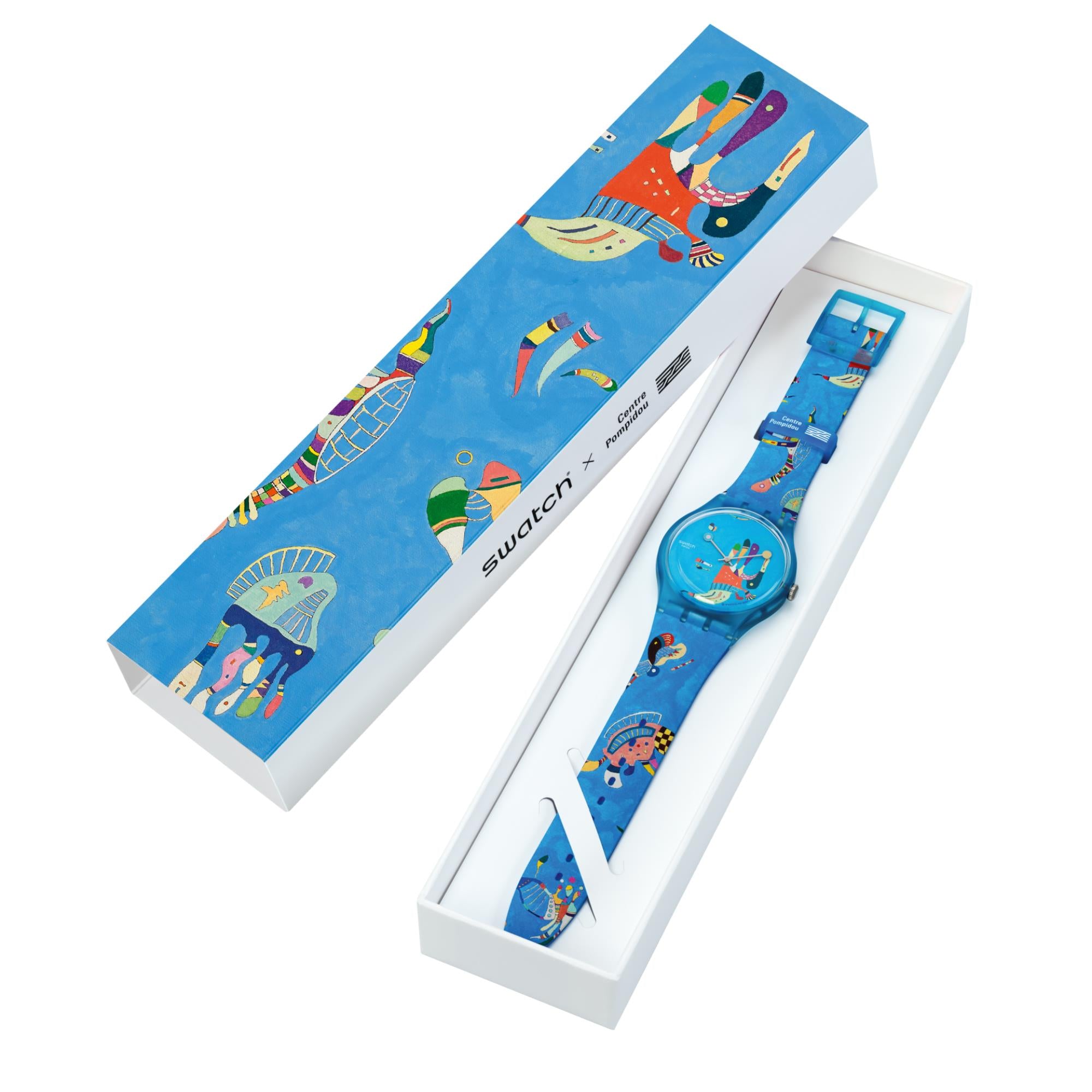 Swatch Original Blue Sky by Vassily Kandinsky Blue Dial Silicone Watch SUOZ342