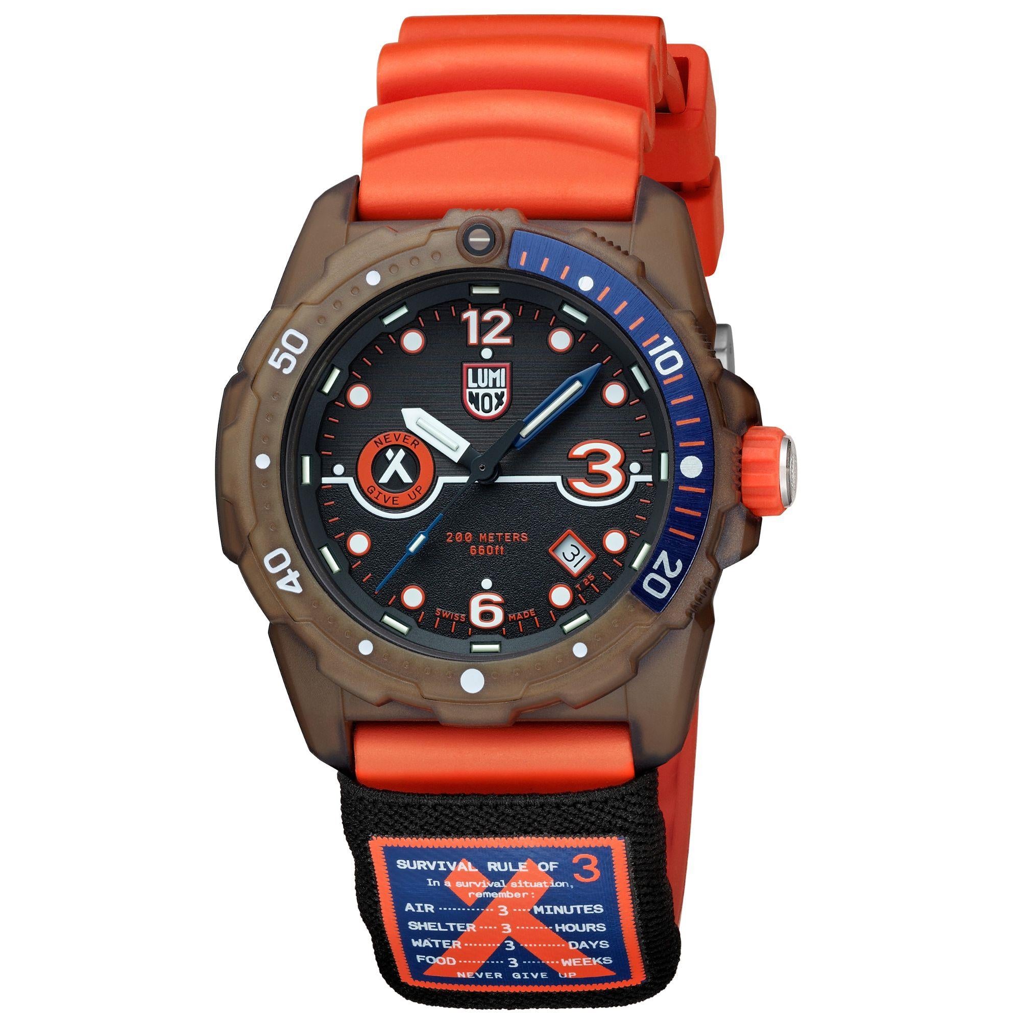 Luminox Bear Grylls Survival Rule of 3 3720 ECO Series Black Dial Rubber Strap Men's Watch XB.3729.ECO