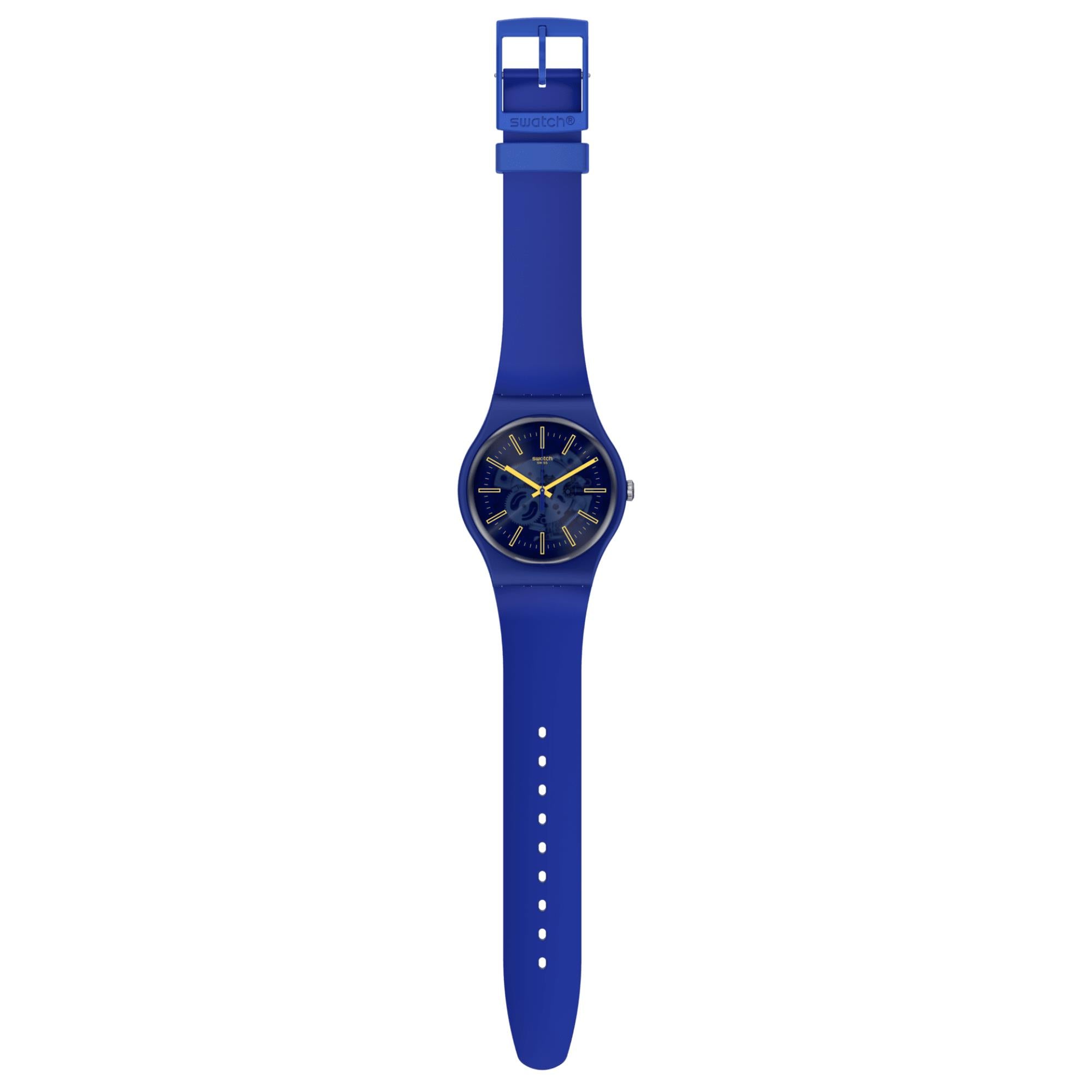 Swatch New Gent Sunbrush Sky Quartz Blue Dial Blue Silicone Strap Unisex Watch SO29N101