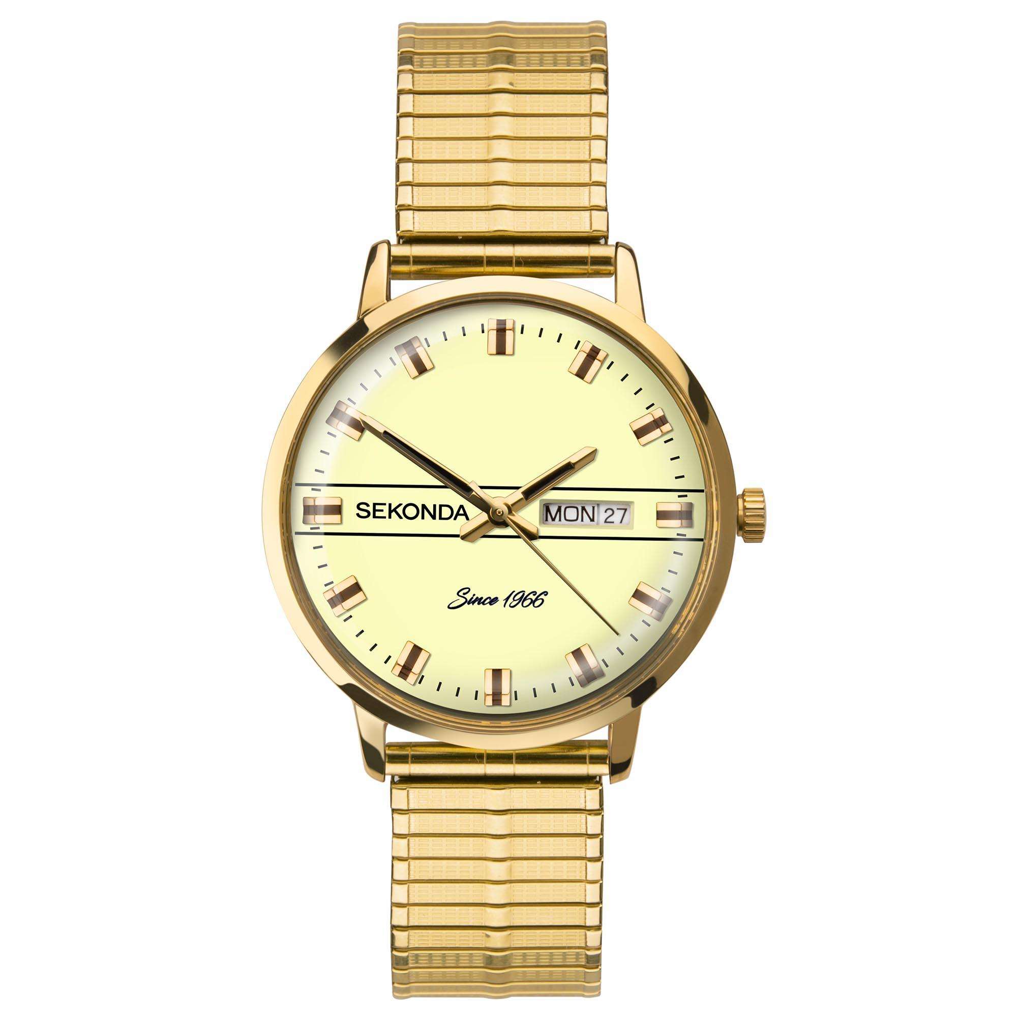 Sekonda Classic Quartz Gold Coloured Dial Stainless Bracelet Men's Watch 1952