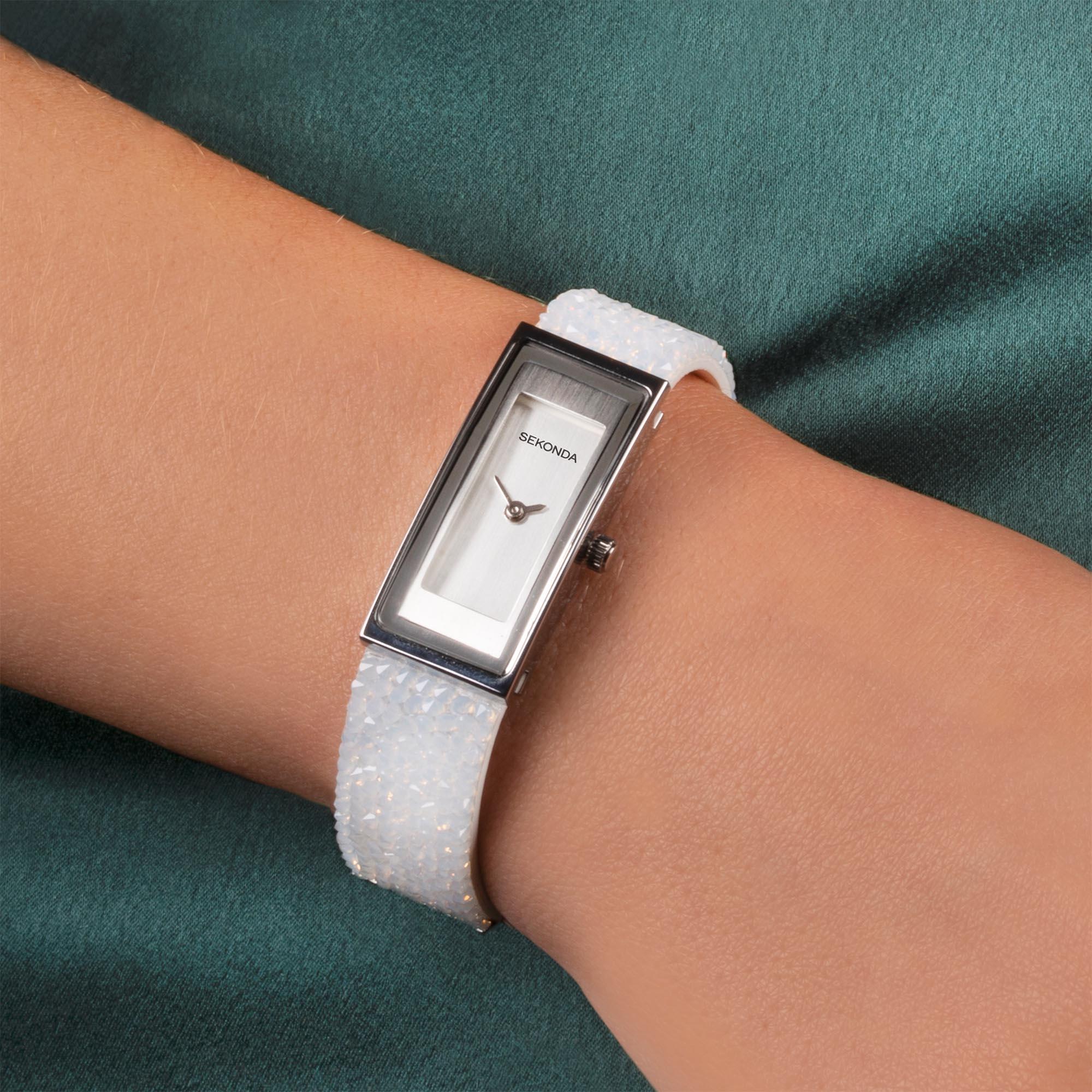 Sekonda Pastel Rocks Quartz Silver Dial White Strap Ladies Watch 40374