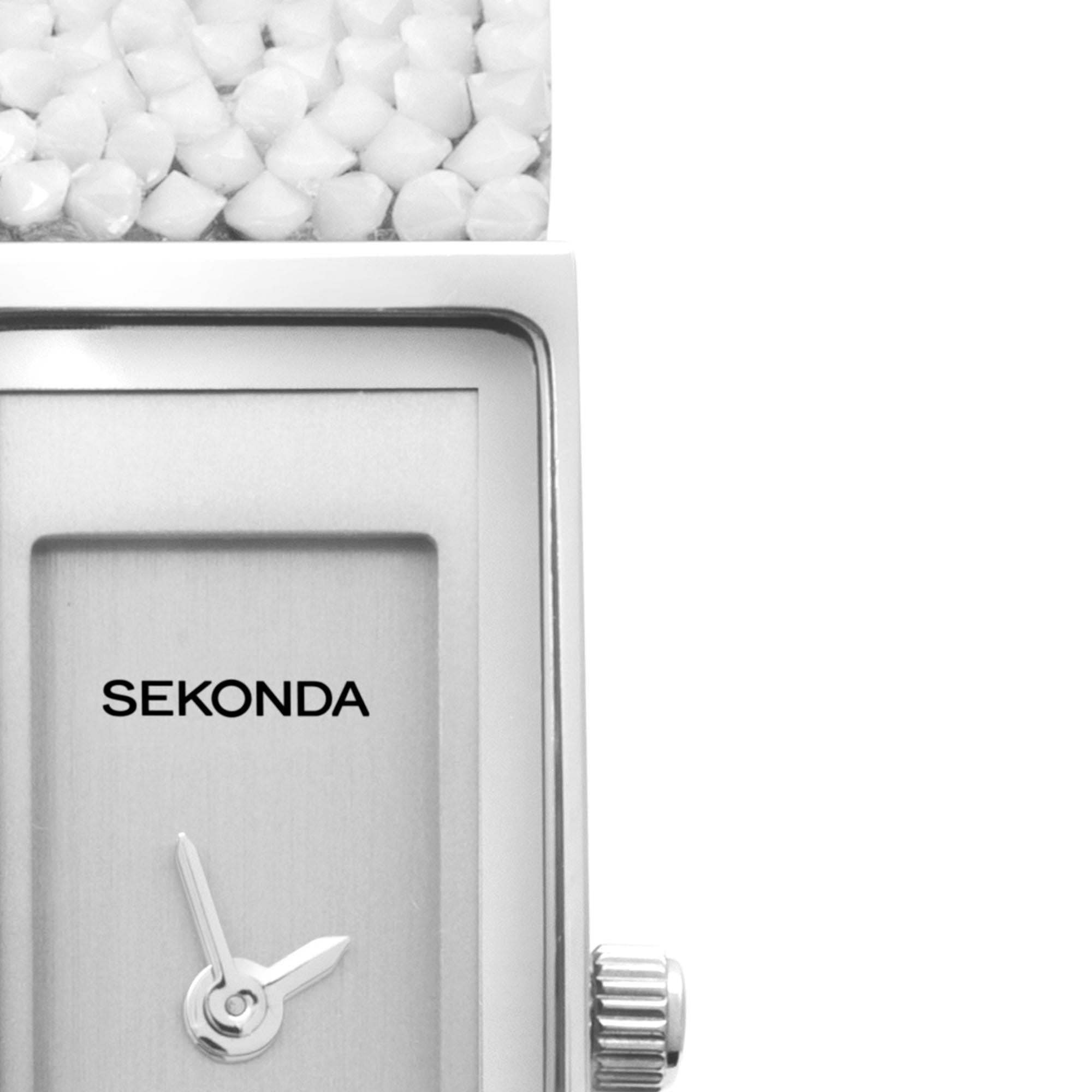 Sekonda Pastel Rocks Quartz Silver Dial White Strap Ladies Watch 40374