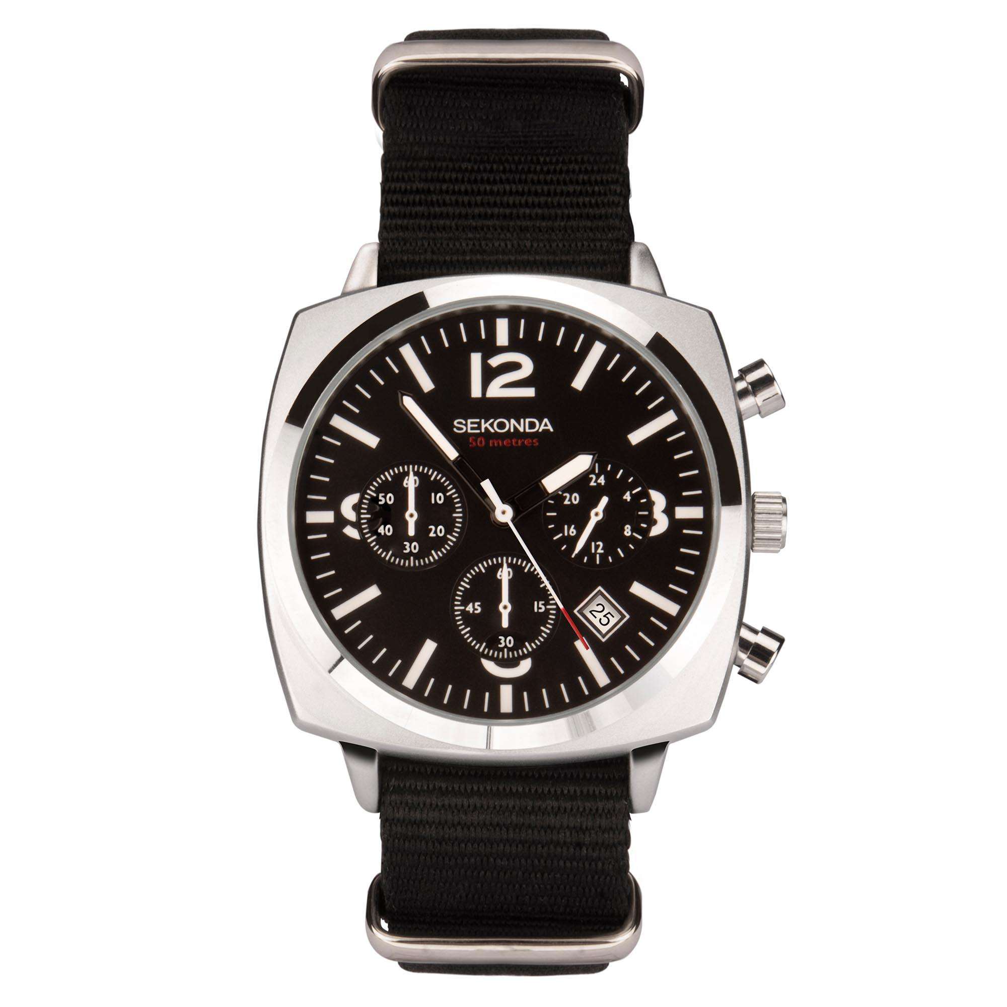 Sekonda Airborne Quartz Black Dial Black Strap Men's Watch 1989