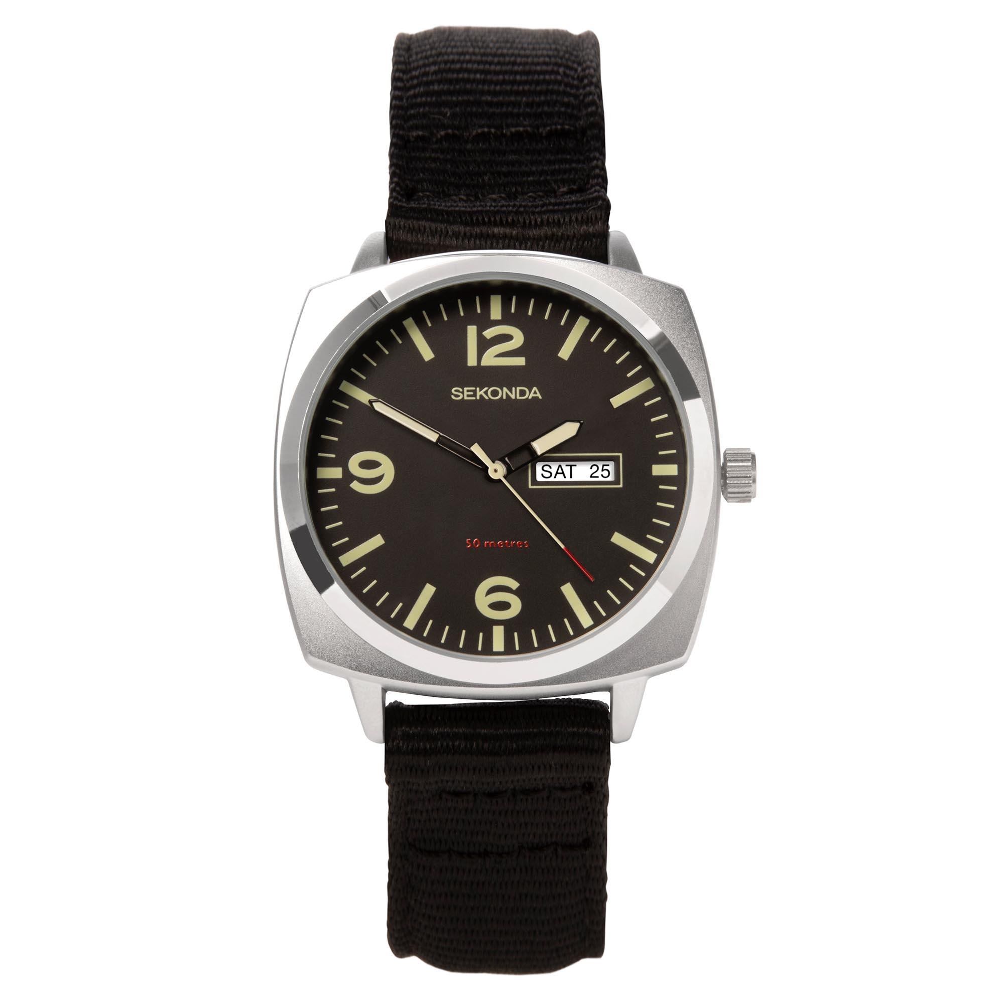 Sekonda Airborne Quartz Black Dial Black Strap Men's Watch 1992