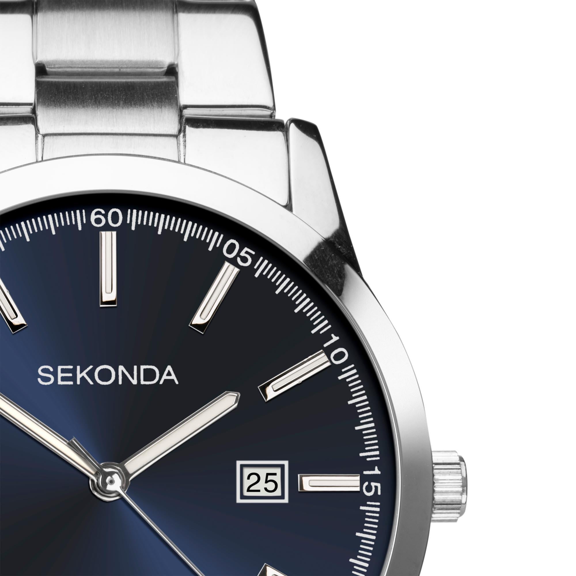Sekonda Classic Quartz Blue Dial Stainless Steel Bracelet Men's Watch 1943