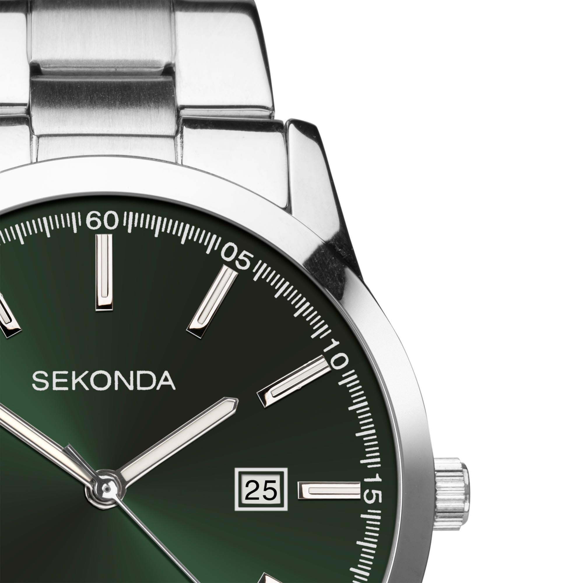 Sekonda Classic Quartz Green Dial Stainless Steel Bracelet Men's Watch 1946