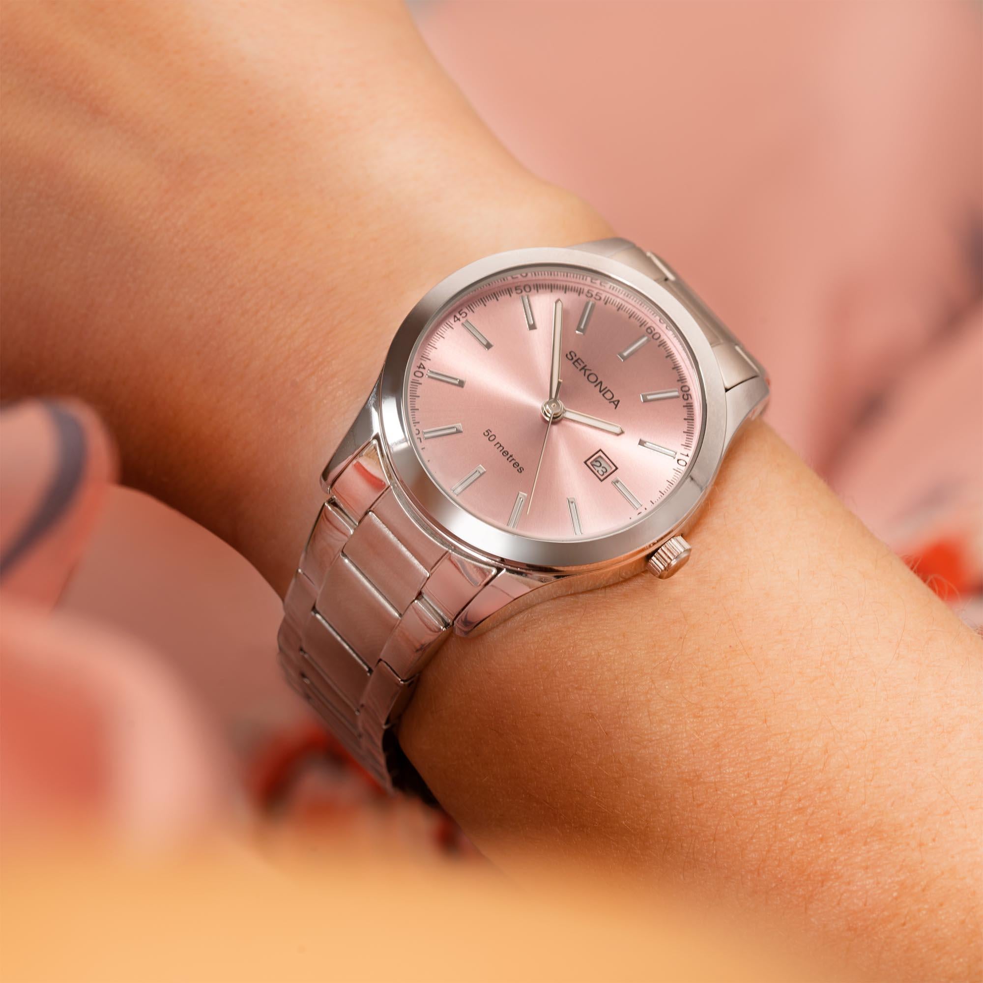 Sekonda ColourPop Quartz Pink Dial Stainless Steel Bracelet Ladies Watch 40398