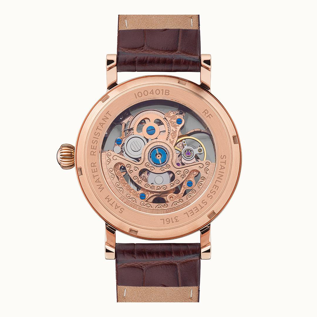 Ingersoll 'The Herald' Automatic Silver Dial Brown Leather Strap Men's Watch I00401B