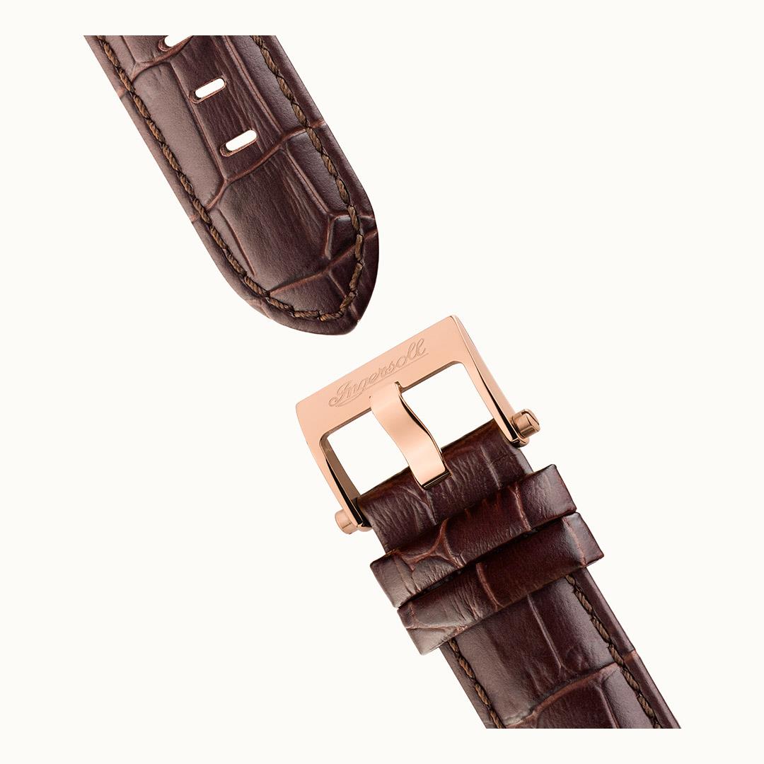 Ingersoll 'The Herald' Automatic Silver Dial Brown Leather Strap Men's Watch I00401B