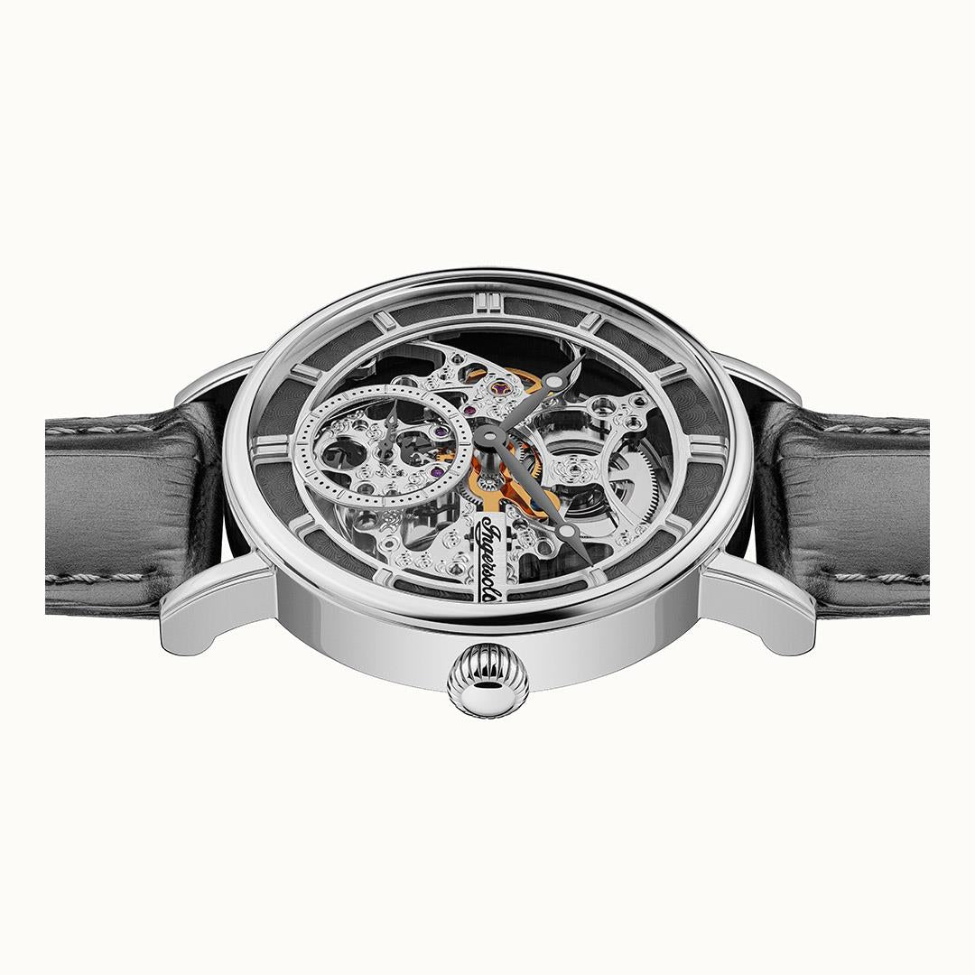 Ingersoll The Herald Automatic Grey Leather Strap Silver Dial Men's Watch I00402B