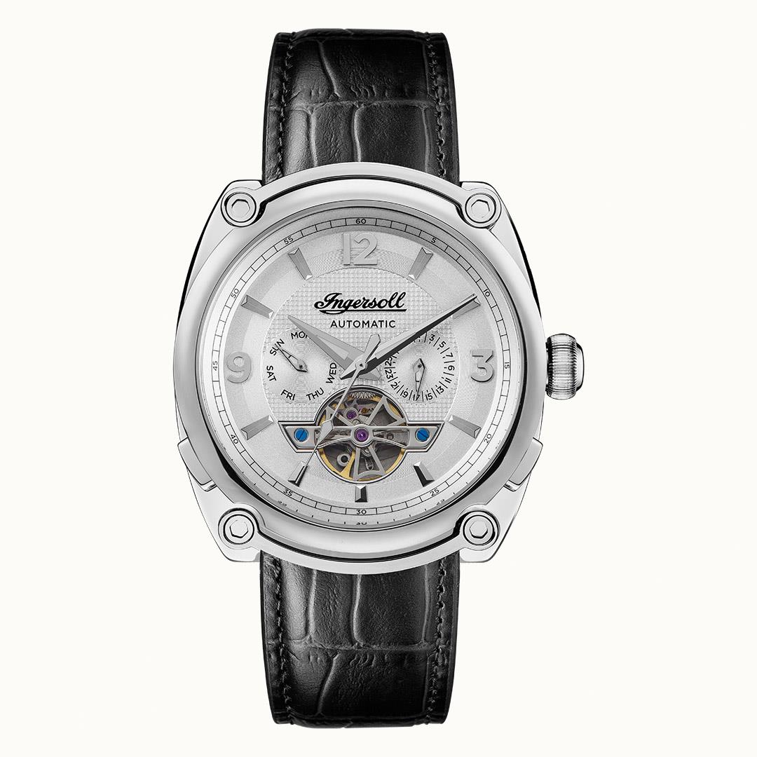 Ingersoll The Michigan Automatic White Dial Black Leather Strap Men's Watch I01105