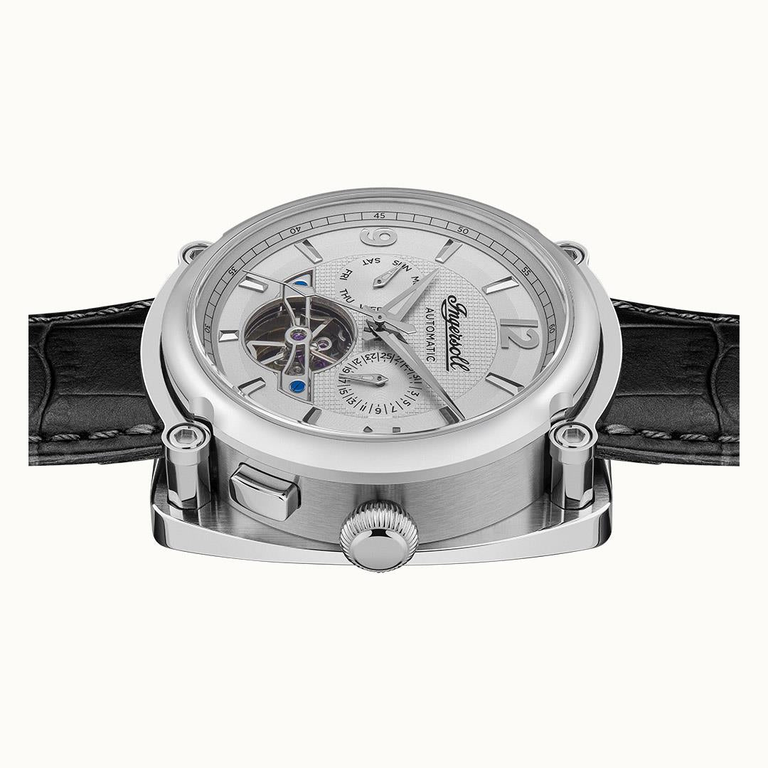 Ingersoll The Michigan Automatic White Dial Black Leather Strap Men's Watch I01105