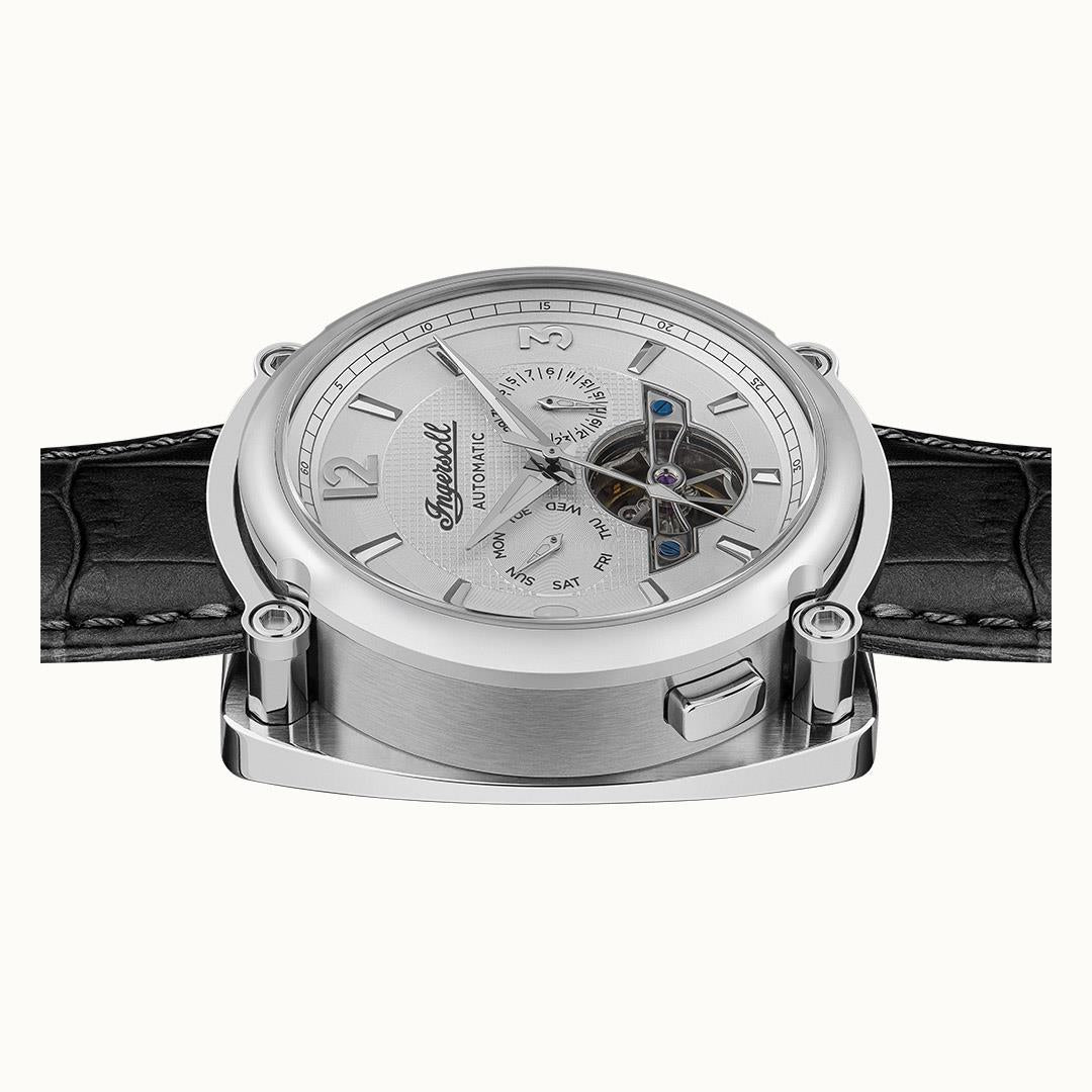 Ingersoll The Michigan Automatic White Dial Black Leather Strap Men's Watch I01105