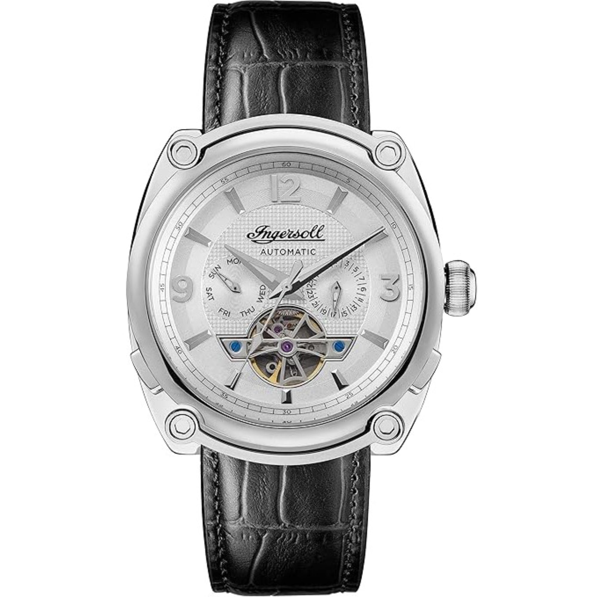Ingersoll The Michigan Automatic White Dial Black Leather Strap Men's Watch I01105