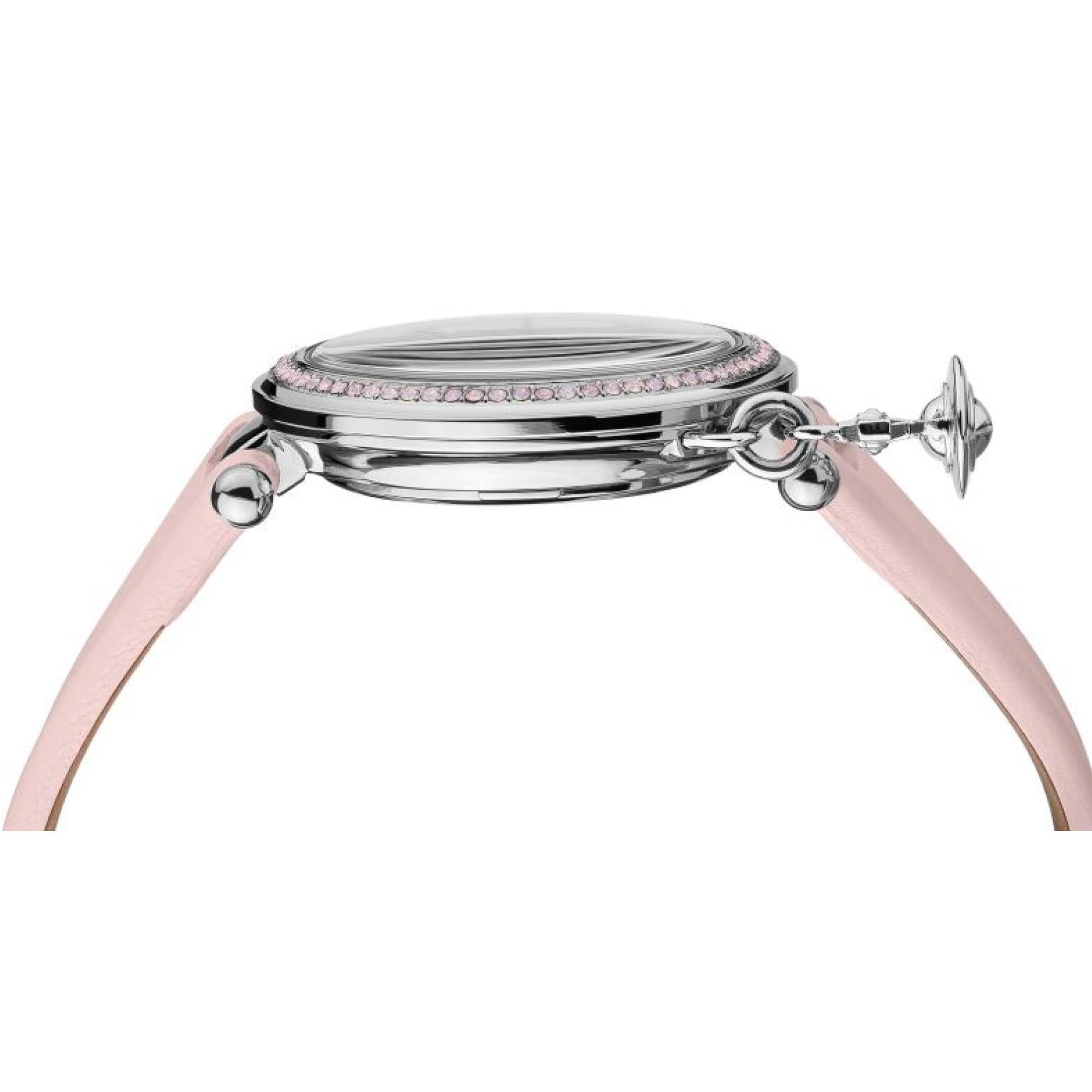 Vivienne Westwood Orb Quartz Silver Dial Pink Leather Strap Ladies Watch VV006SLPK