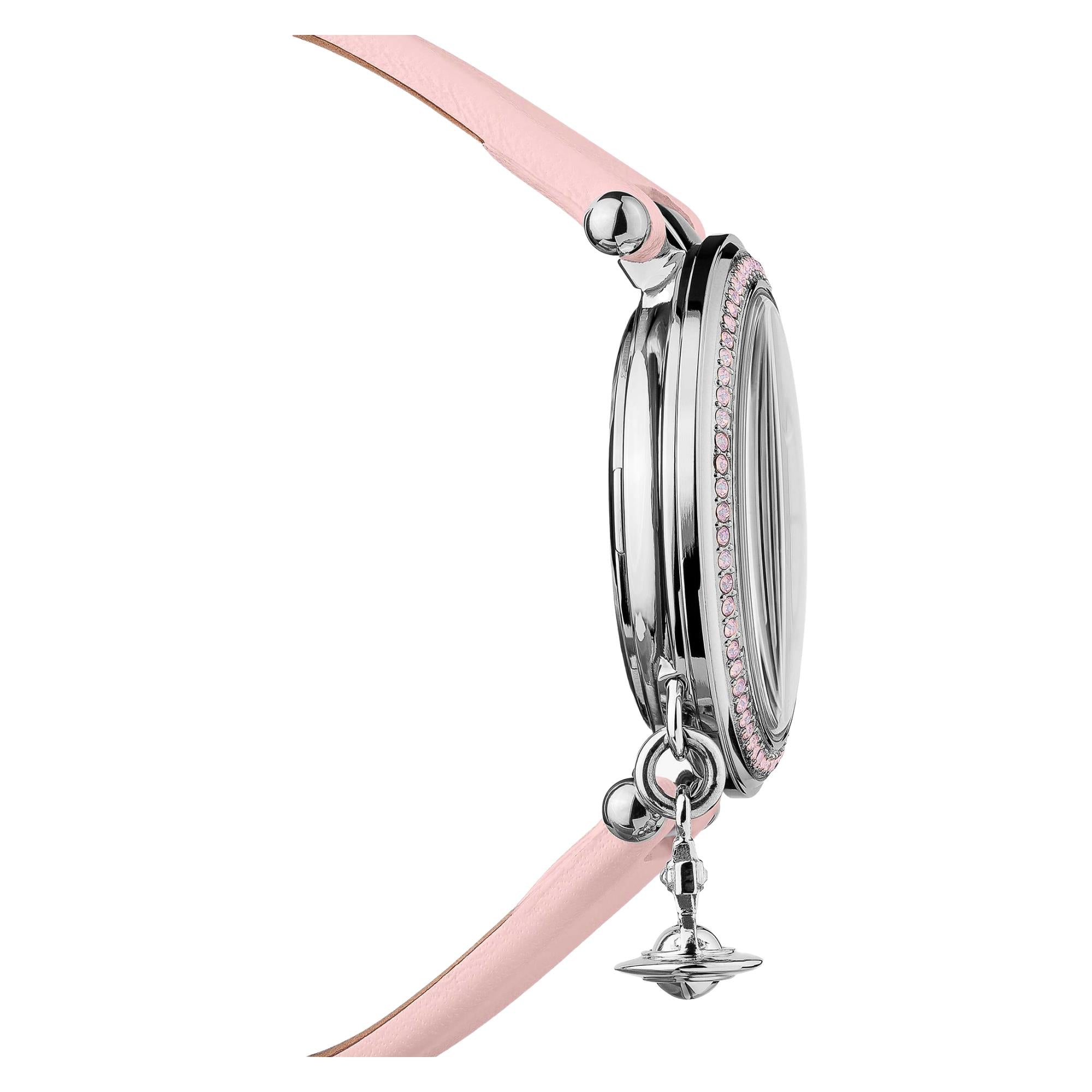 Vivienne Westwood Orb Quartz Silver Dial Pink Leather Strap Ladies Watch VV006SLPK