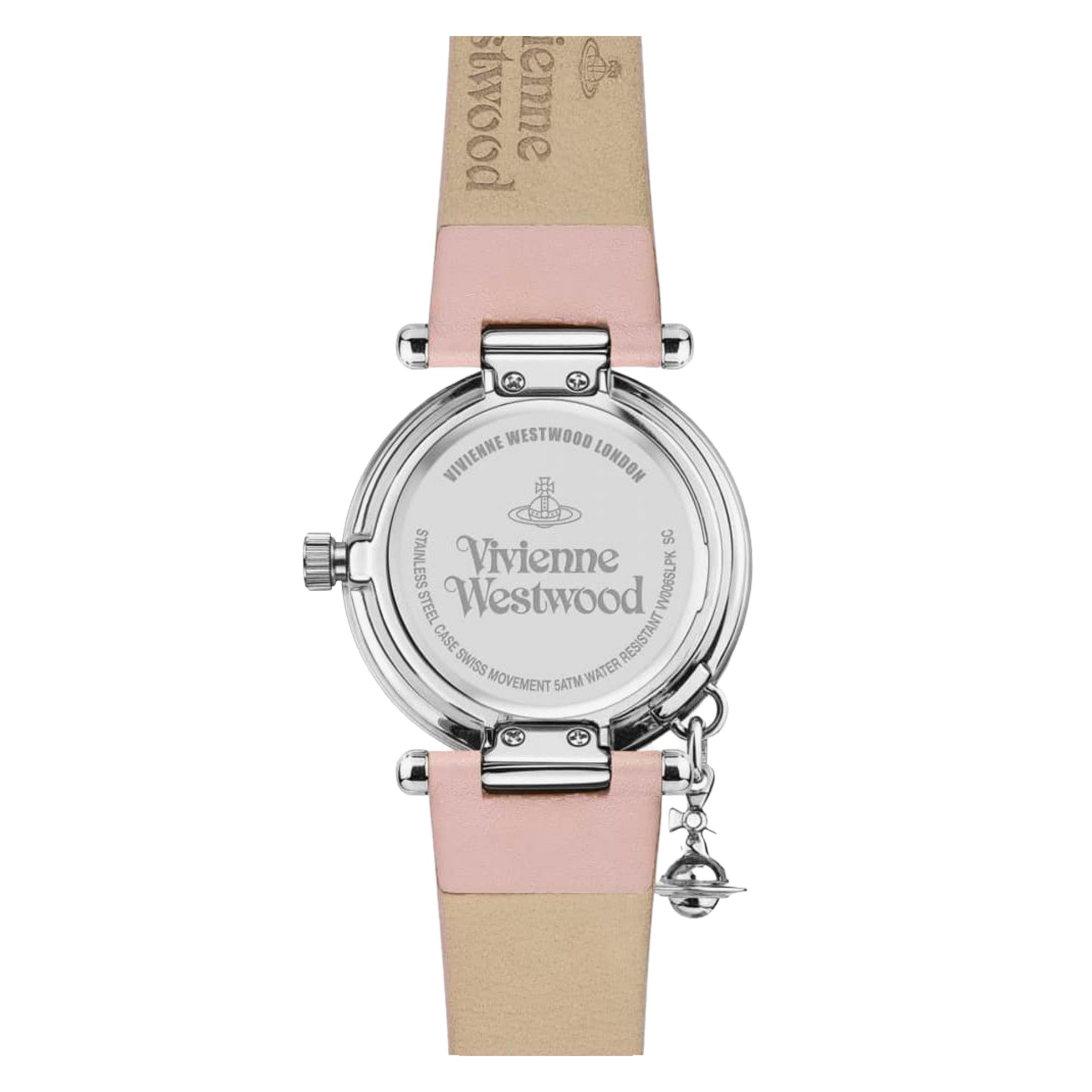 Vivienne Westwood Orb Quartz Silver Dial Pink Leather Strap Ladies Watch VV006SLPK