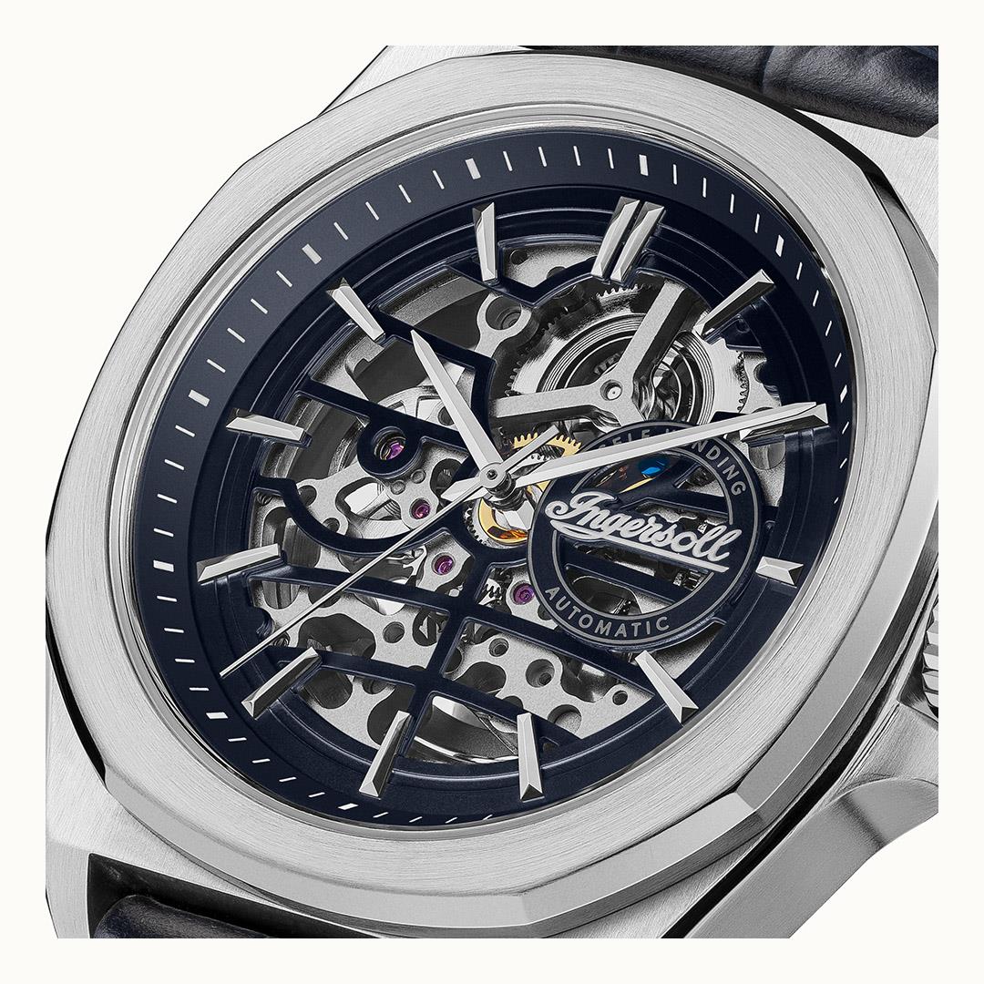 Ingersol The Orville Automatic Navy Blue Leather Strap Blue Dial Men's Watch I09306