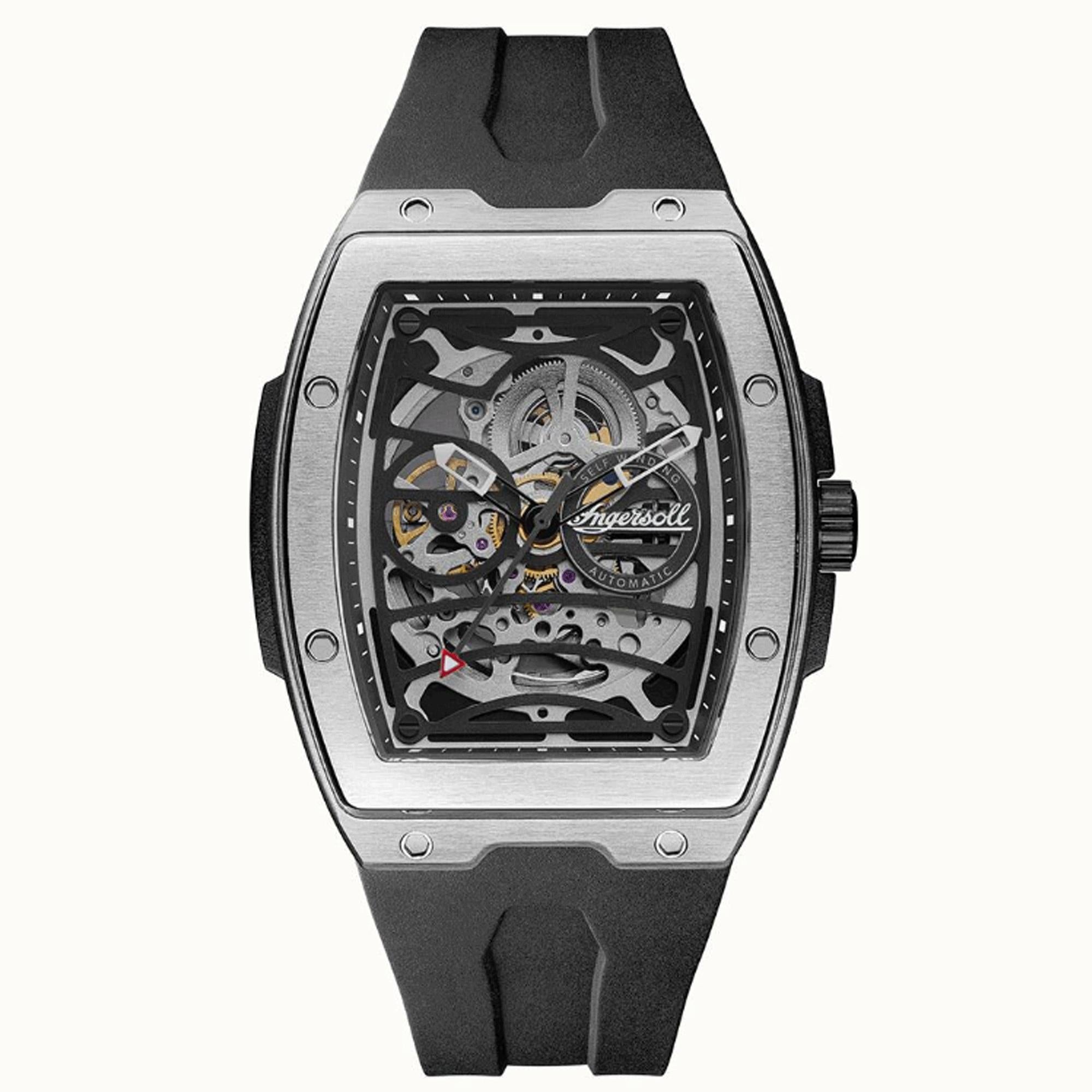 Ingersoll 1892 ‘The Challenger’ Automatic Skeleton Dial Black Rubber Strap Men's Watch I12301