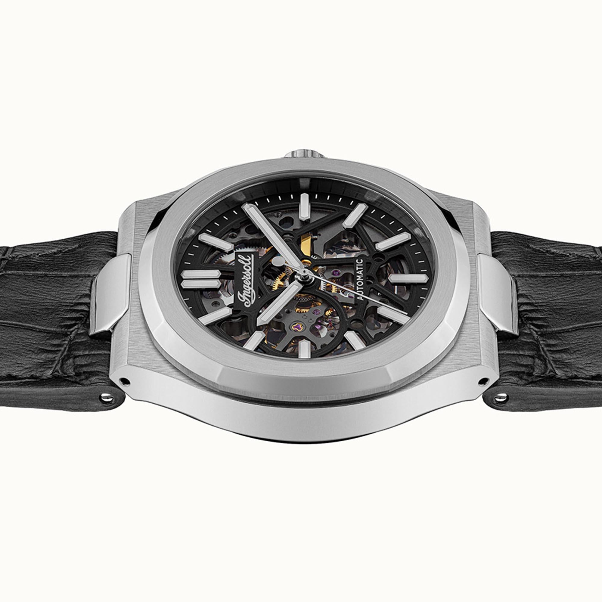 Ingersoll The Catalina Automatic Black Dial Black Leather Strap Men's Watch I12502