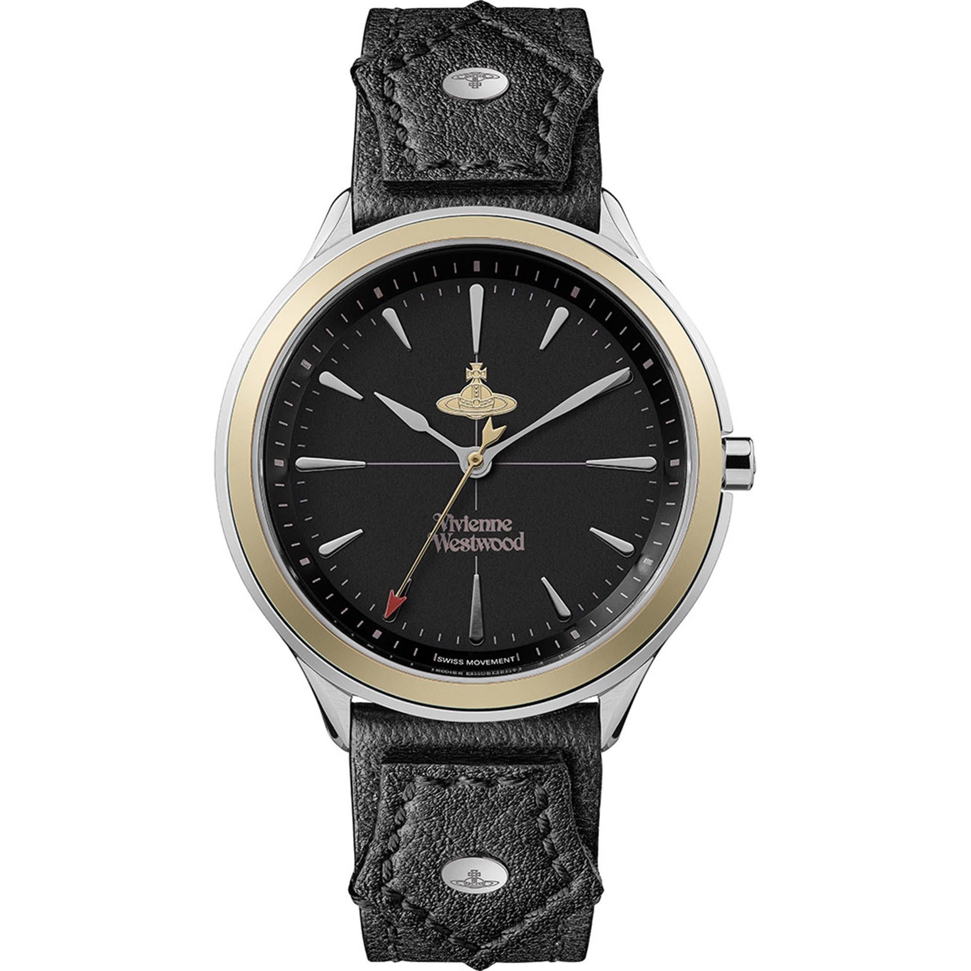 Vivienne Westwood The Elcho Quartz Black Dial Black Leather Strap Ladies Watch VV255SGBK