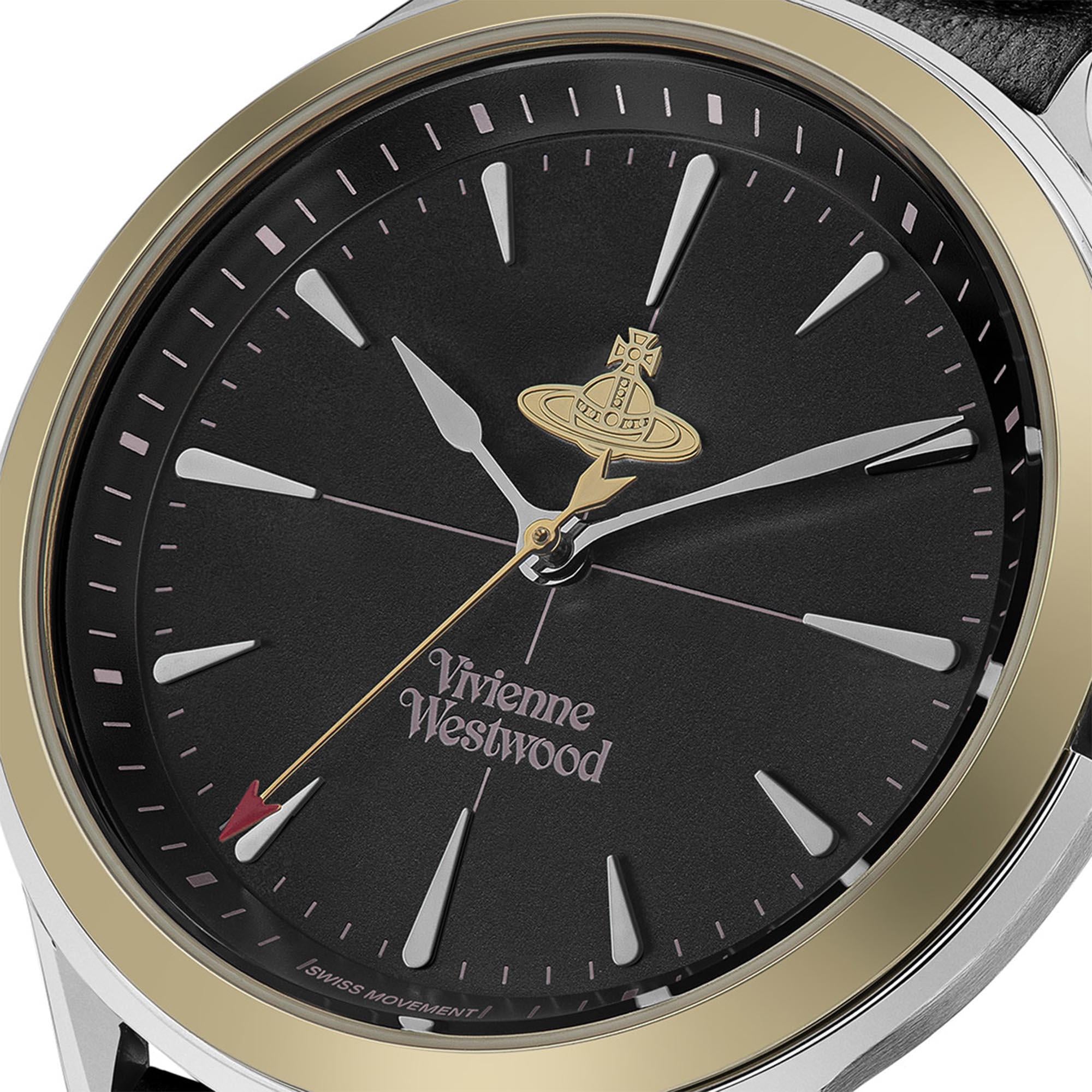 Vivienne Westwood The Elcho Quartz Black Dial Black Leather Strap Ladies Watch VV255SGBK