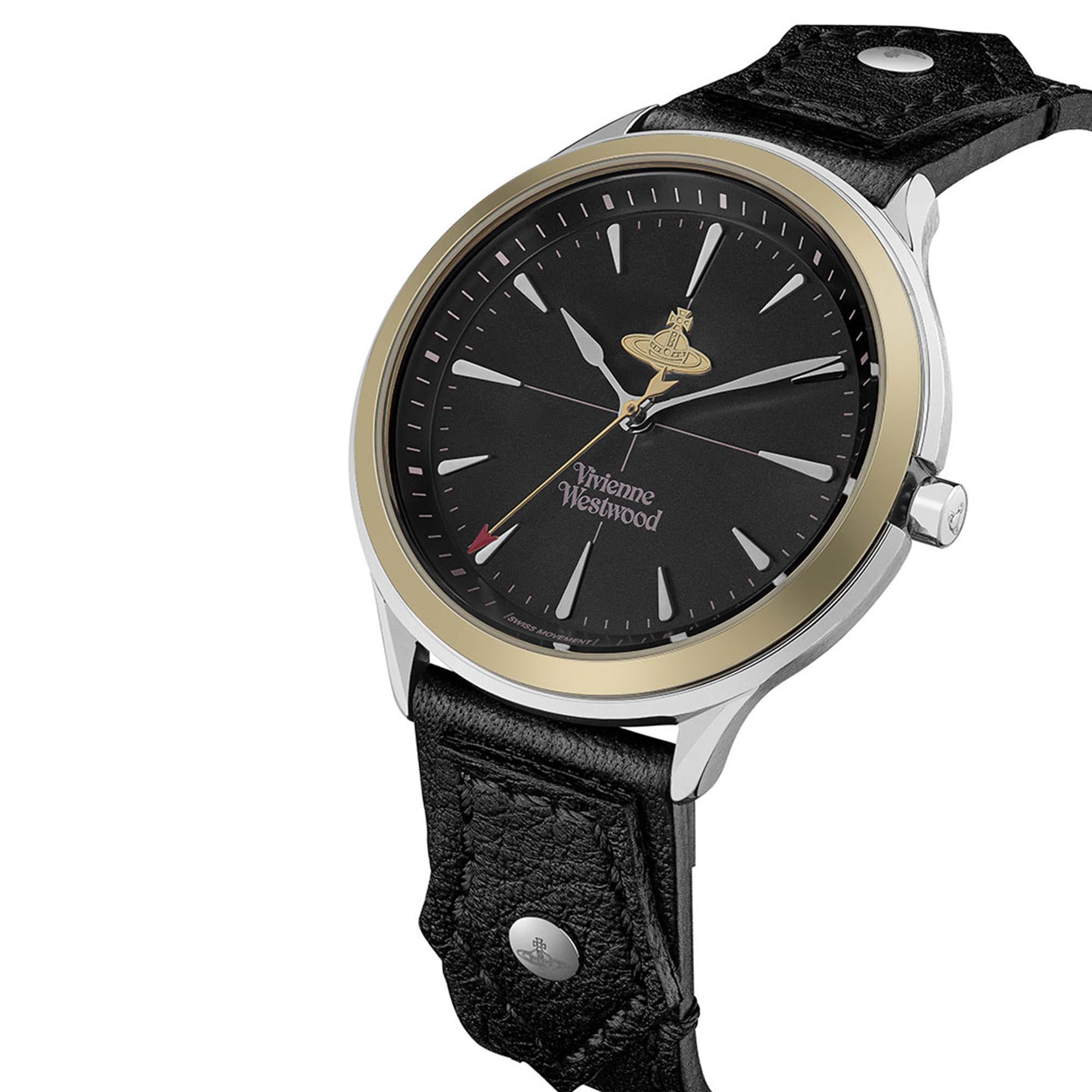 Vivienne Westwood The Elcho Quartz Black Dial Black Leather Strap Ladies Watch VV255SGBK