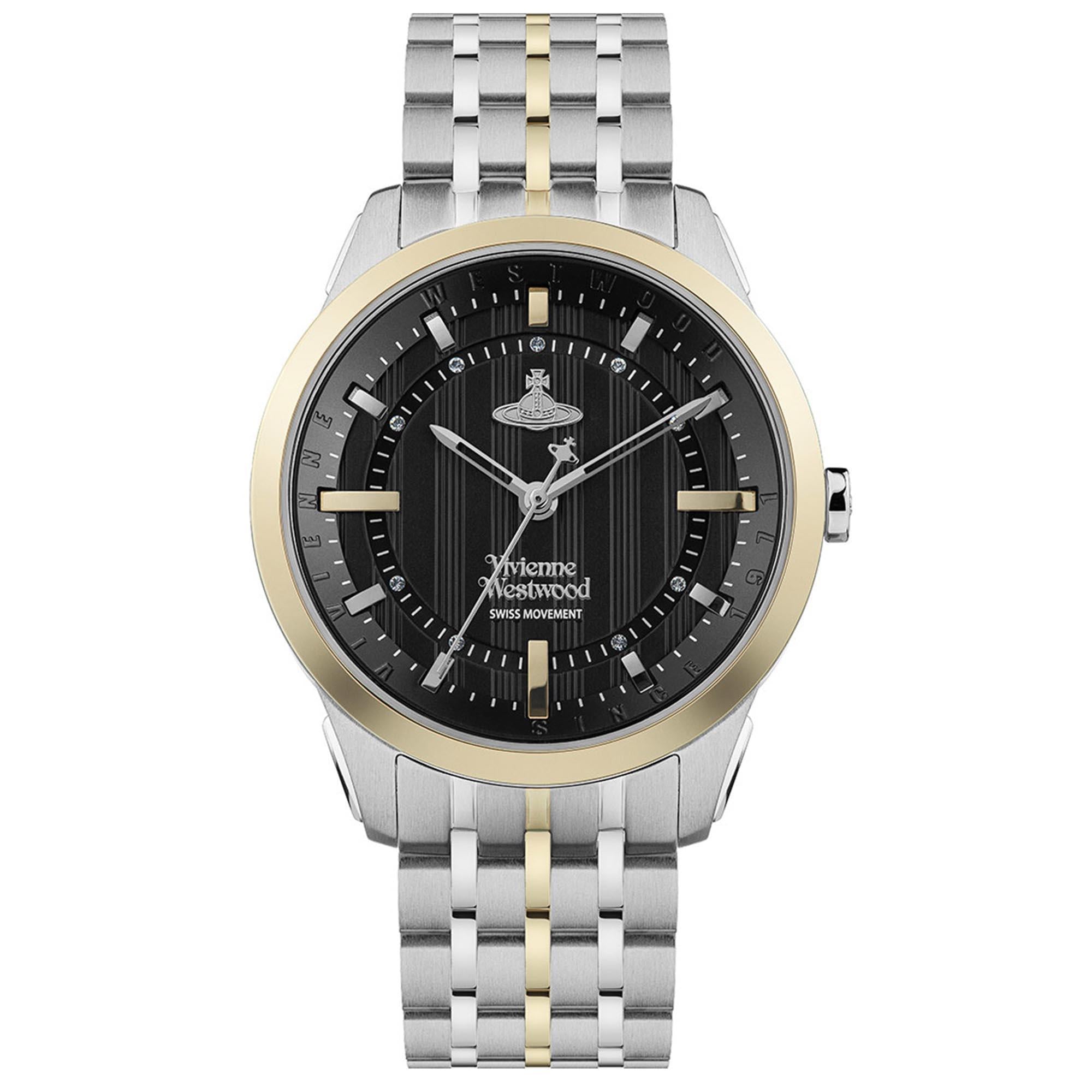 Vivienne Westwood East End Quartz Black Dial Stainless Steel Bracelet Ladies Watch VV262BKSG