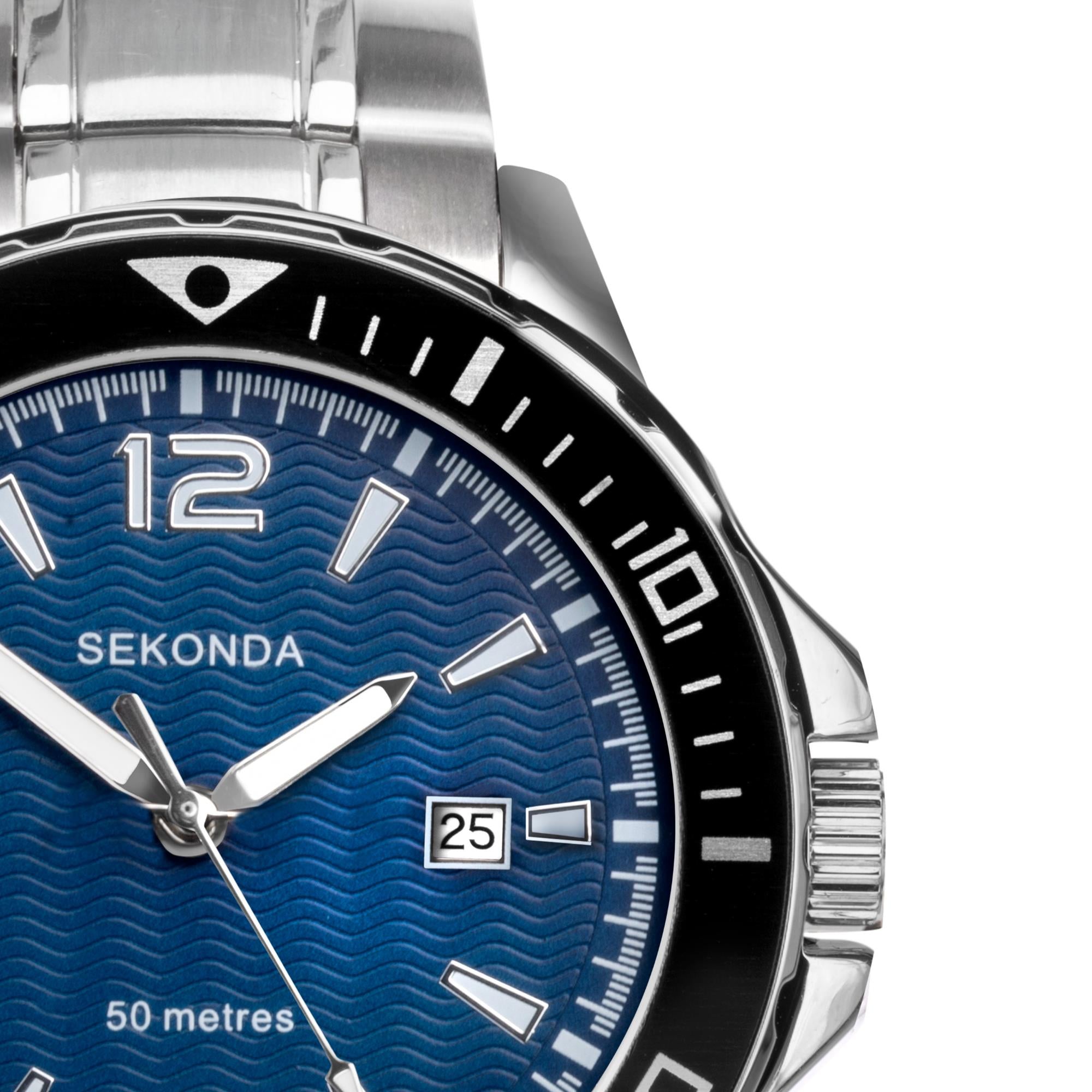 Sekonda Sports Quartz Blue Dial Stainless Steel Bracelet Men's Watch 1407