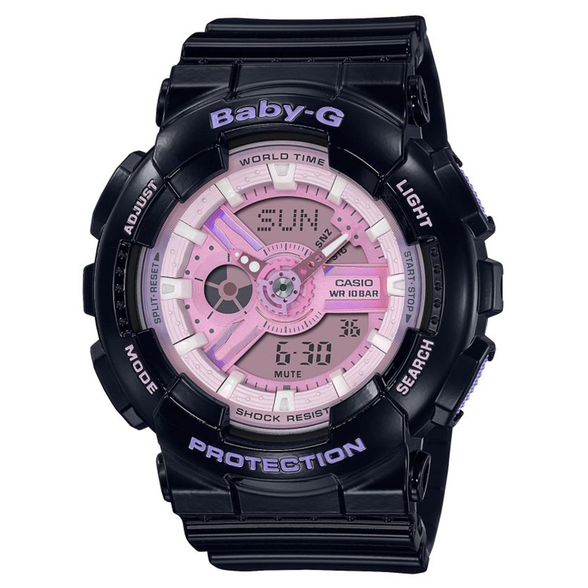 Casio G-Shock Quartz Pink Dial Black Strap Ladies Watch BA-110PL-1AER