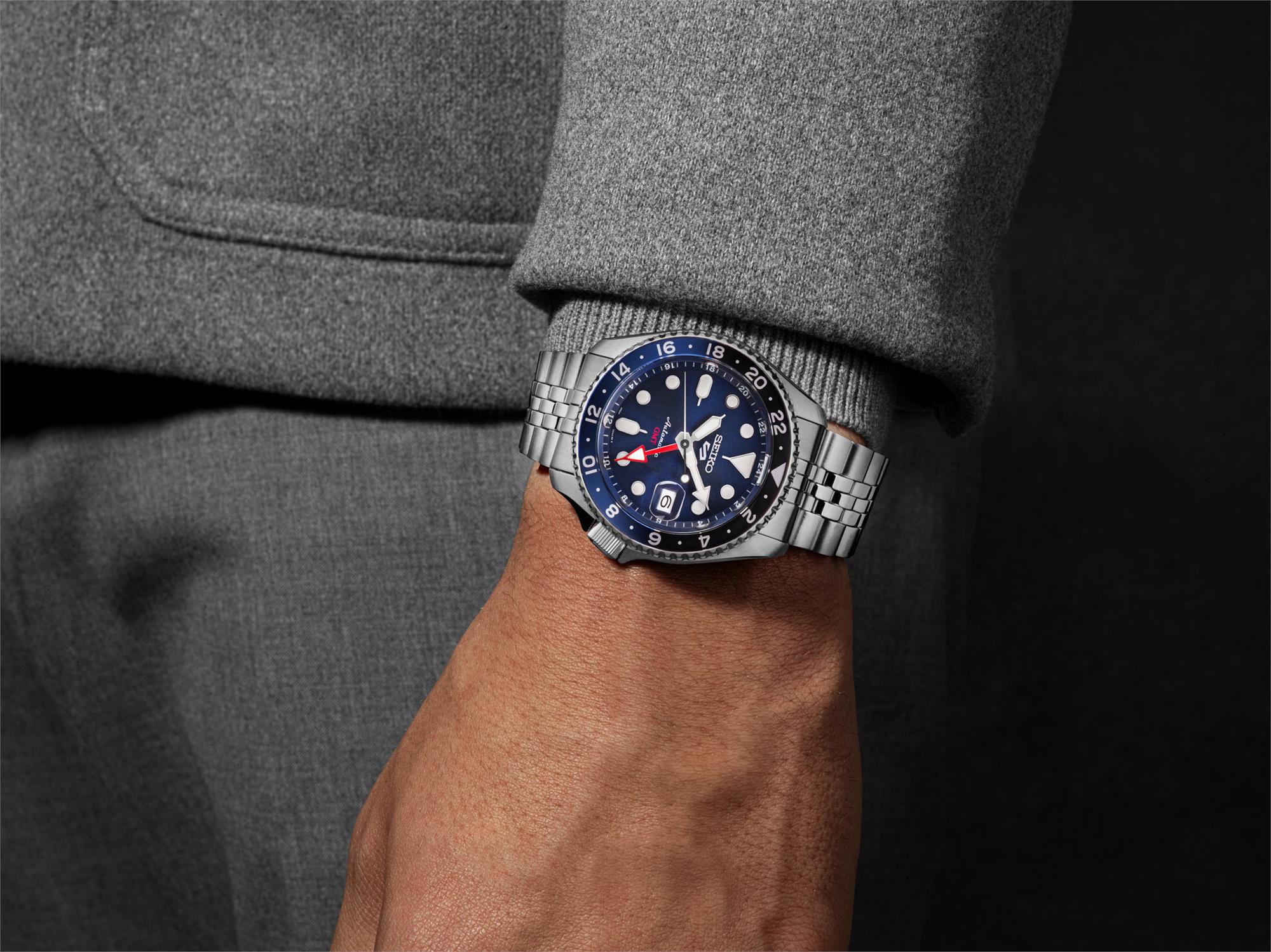 Seiko 5 Sports GMT Automatic Blue Dial Stainless Steel Bracelet Men's Watch SSK003K1