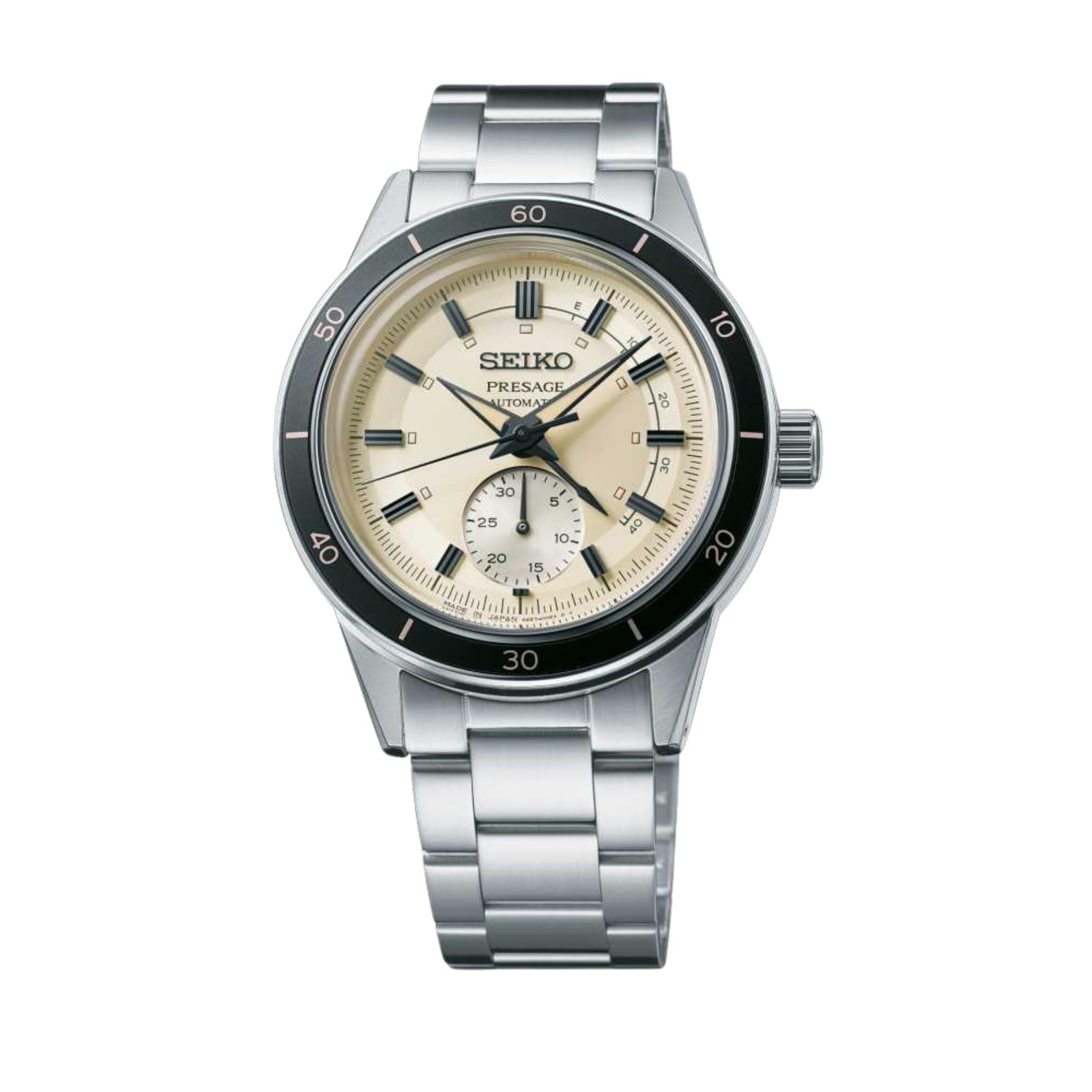 Seiko Presage Style 60s Automatic Ivory Dial Stainless Steel Bracelet Men's Watch SSA447J1