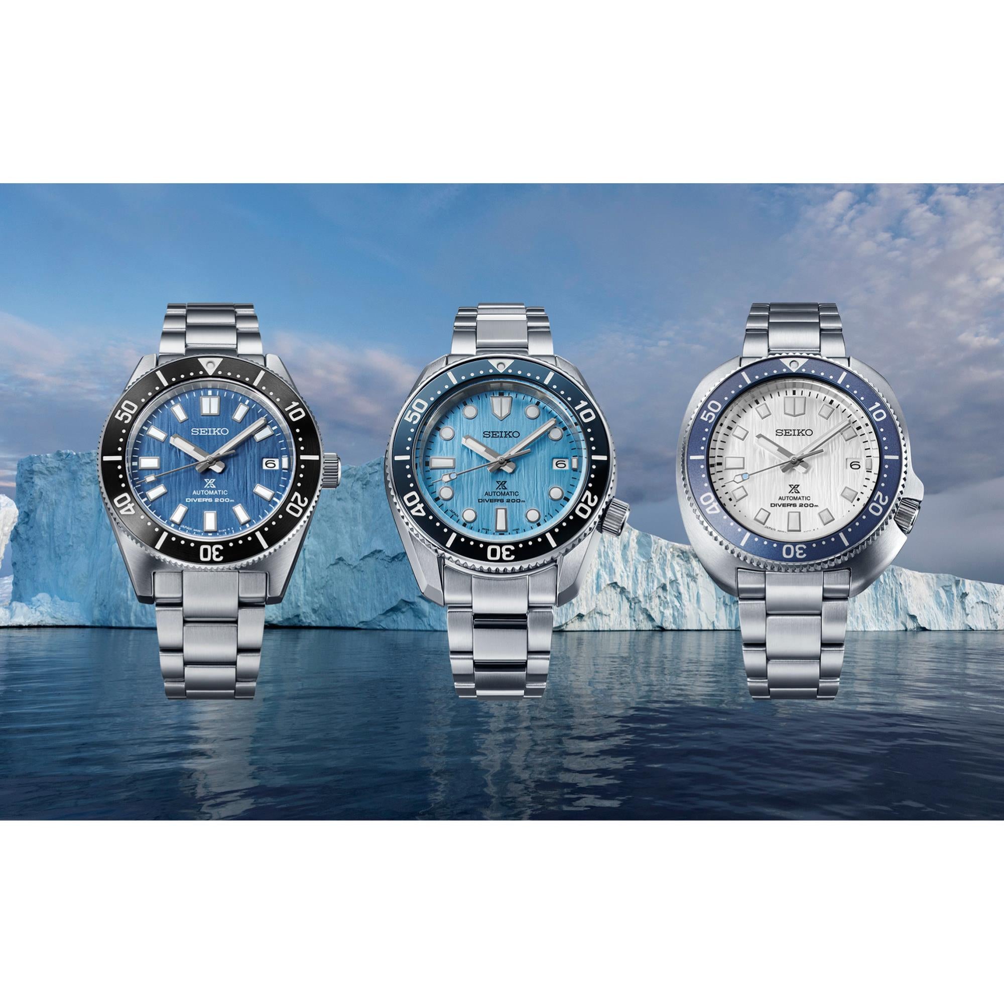 Seiko Prospex Glacier Save The Ocean 1968 Re-Interpretation Automatic Blue Dial Stainless Steel Bracelet Men's Watch SPB299J1