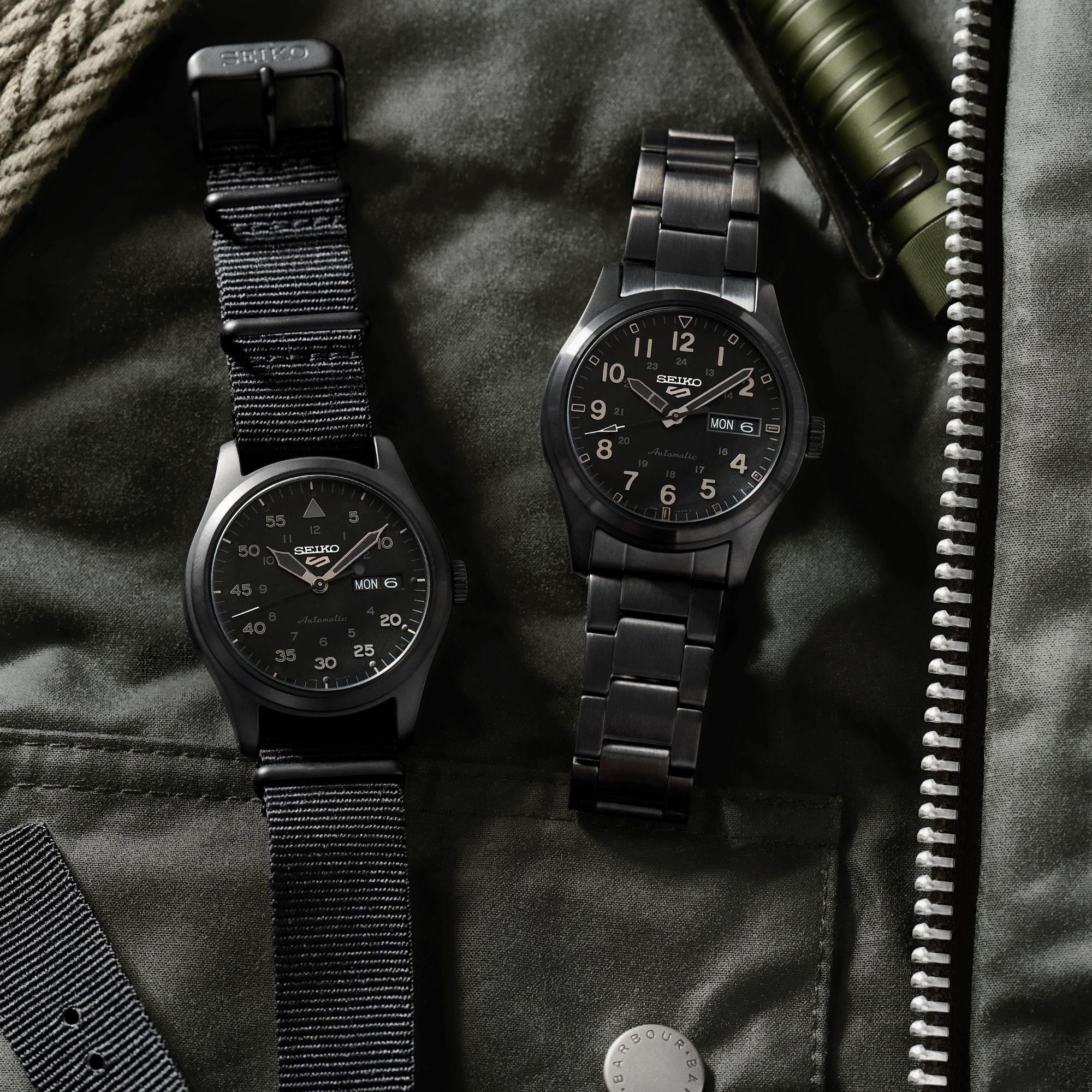 Seiko 5 Sports Field Military 'Stealth' Automatic Black Dial Black PVD Men's Watch SRPJ09K1