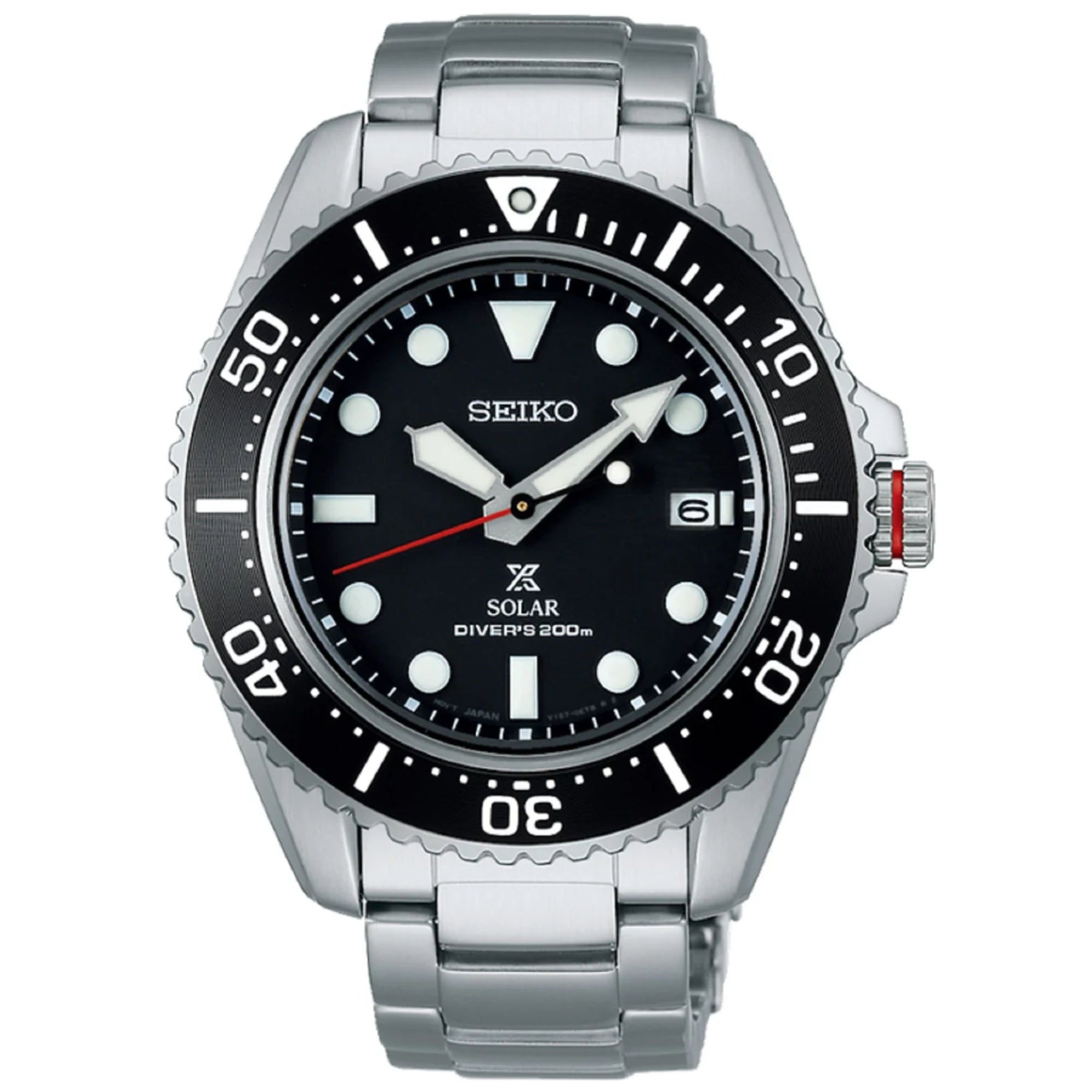 Seiko Prospex Solar Quartz Black Dial Stainless Steel Bracelet Men's Watch SNE589P1