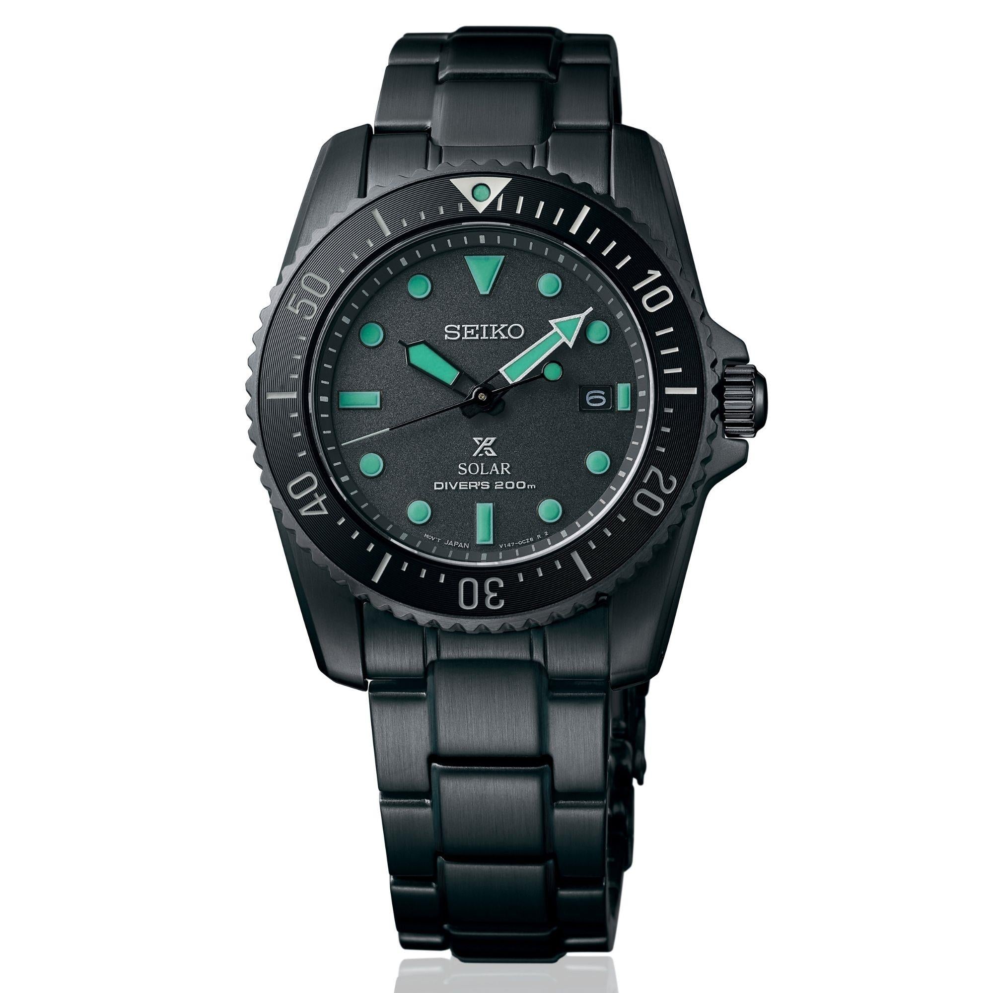 Seiko Prospex Black Series Night Vision 1965 Re-interpretation Solar Limited Edition Black Dial Watch SNE587P1