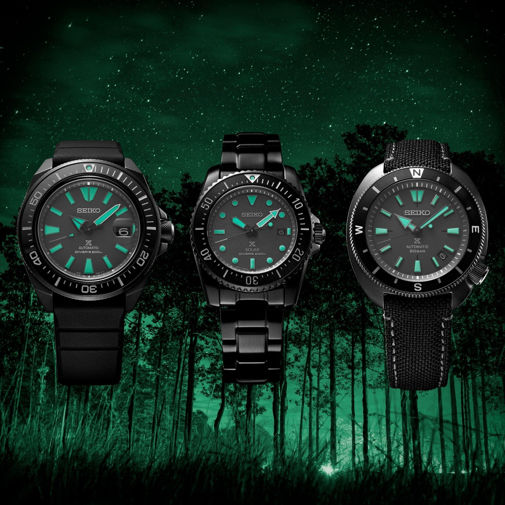 Seiko Prospex Black Series Night Vision 1965 Re-interpretation Solar Limited Edition Black Dial Watch SNE587P1