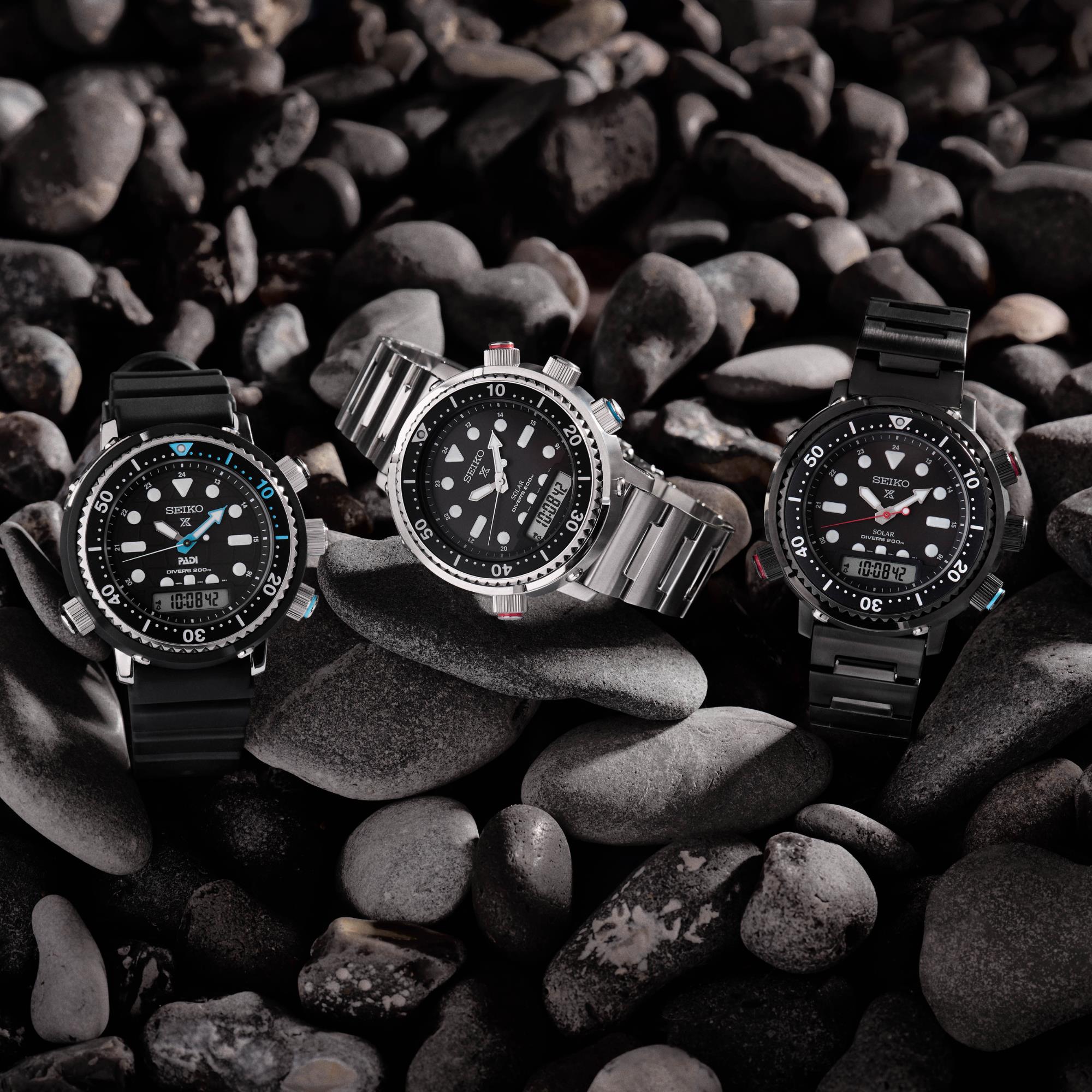 Seiko Prospex Solar Arnie Hybrid Divers 40th Anniversary Automatic Black Dial Stainless Steel Bracelet SNJ033P1