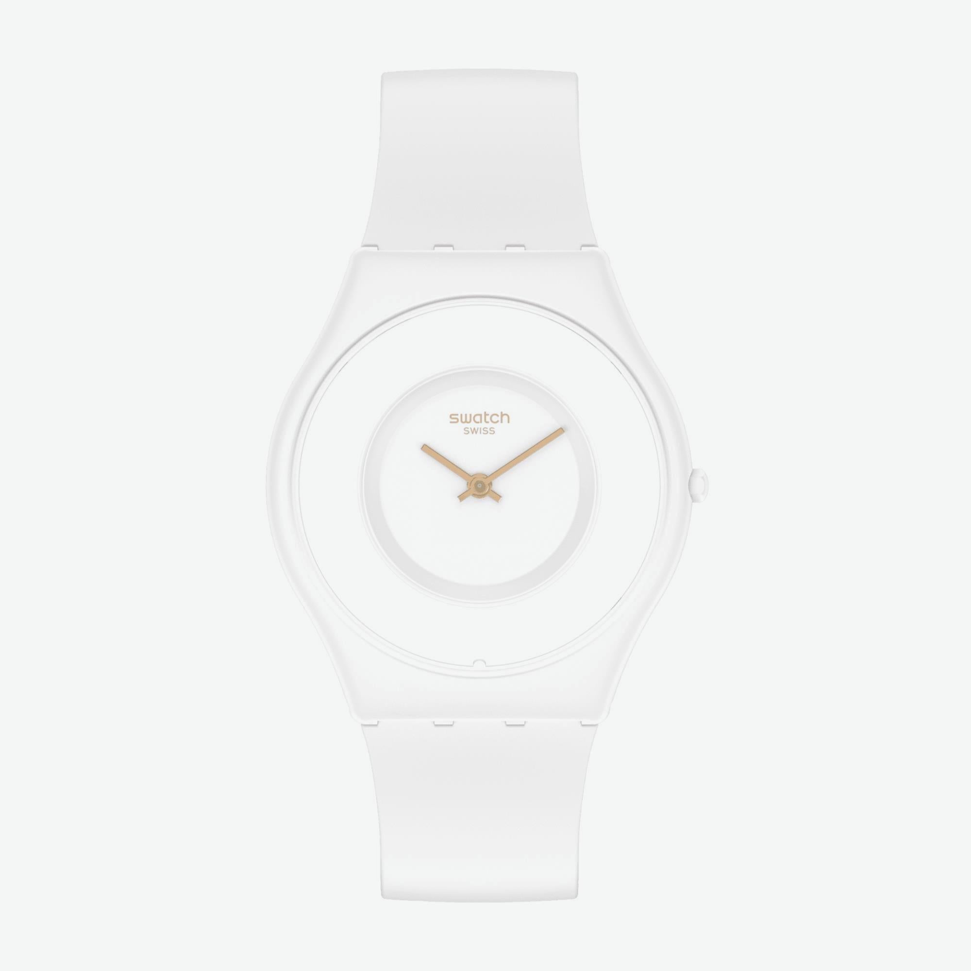 Skin Classic Tick Different Blanca Quartz White Dial White Silicone Strap Ladies Watch SS09W100