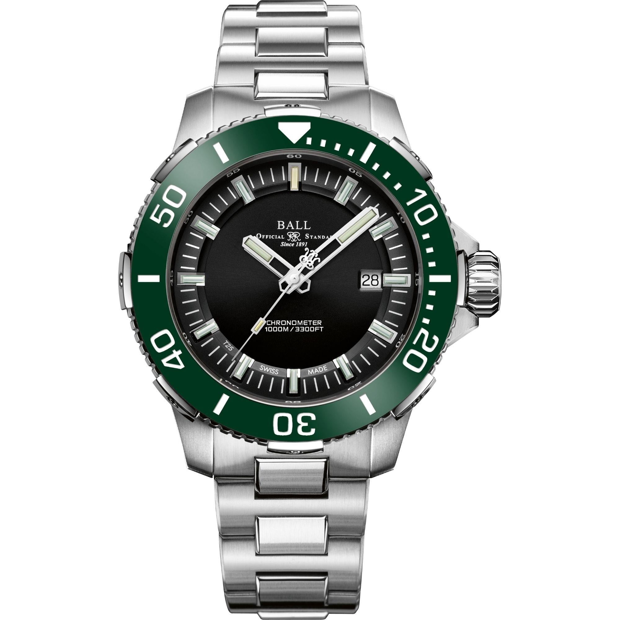 Ball Engineer Hydrocarbon DeepQUEST Ceramic Automatic Black Dial Titanium Bracelet Men's Watch DM3002A-S4CJ-BK