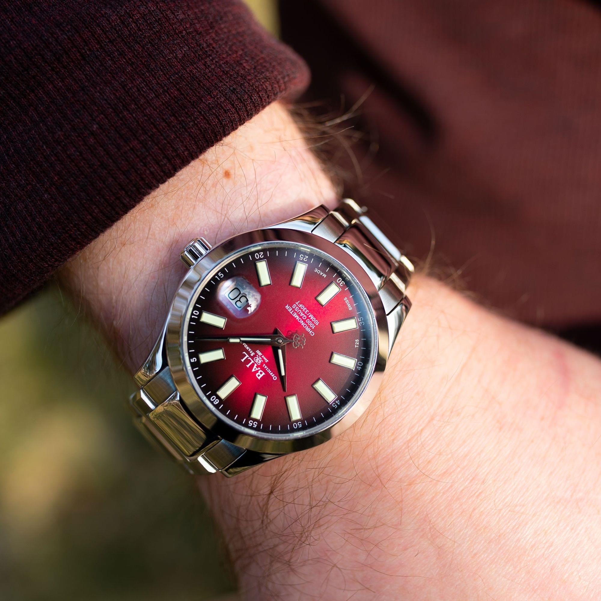 Ball Engineer III Marvelight Chronometer Automatic Red Dial Stainless Steel Bracelet Mens Watch NM9026C-S6CJ-RD