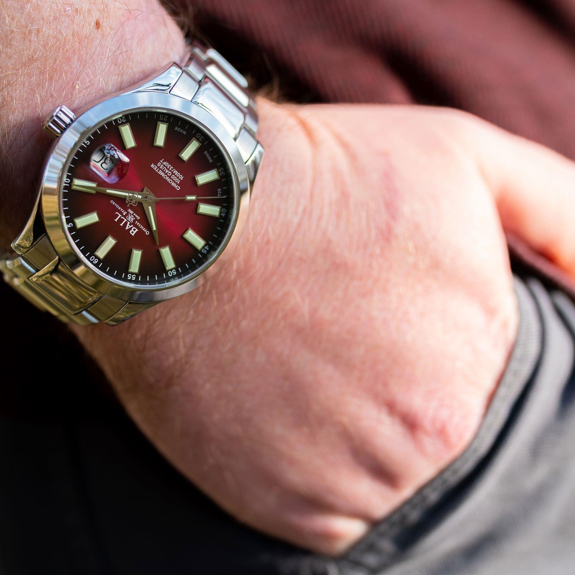 Ball Engineer III Marvelight Chronometer Automatic Red Dial Stainless Steel Bracelet Mens Watch NM9026C-S6CJ-RD
