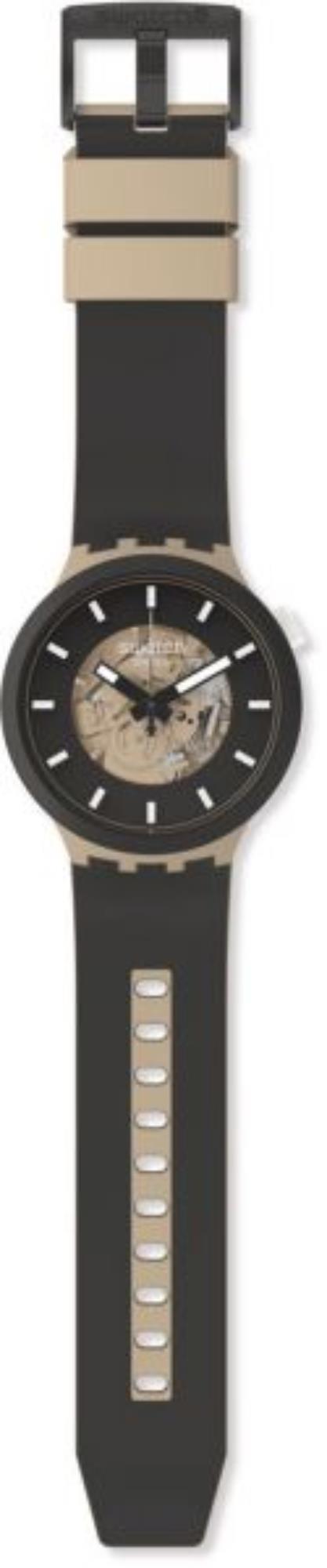 Swatch Big Bold Bioceramic Time For Taupe Quartz Black Dial Silicone Watch SB03C100