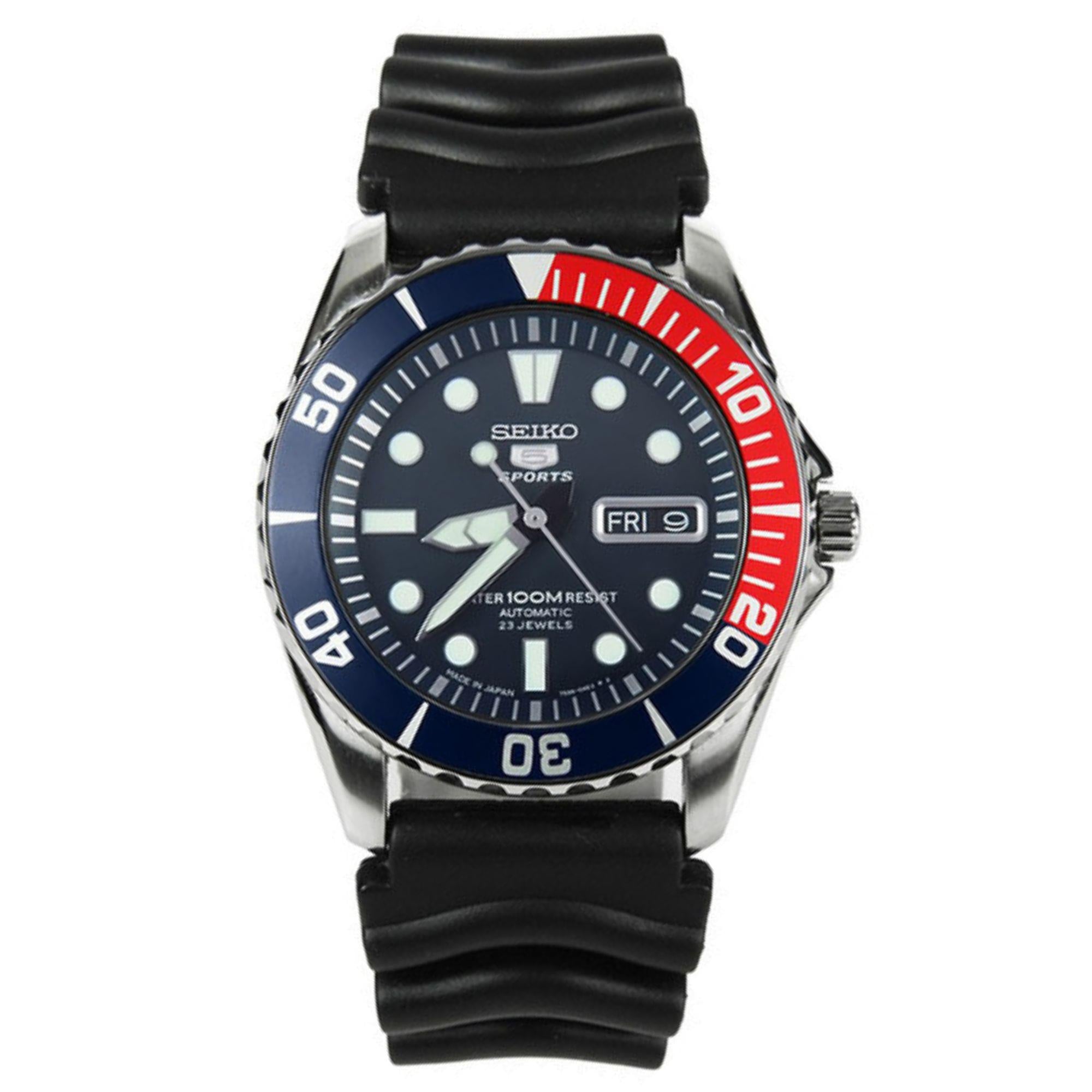Seiko 5 Sports Automatic Blue Dial Black Rubber Strap Men’s Watch SNZF15K2