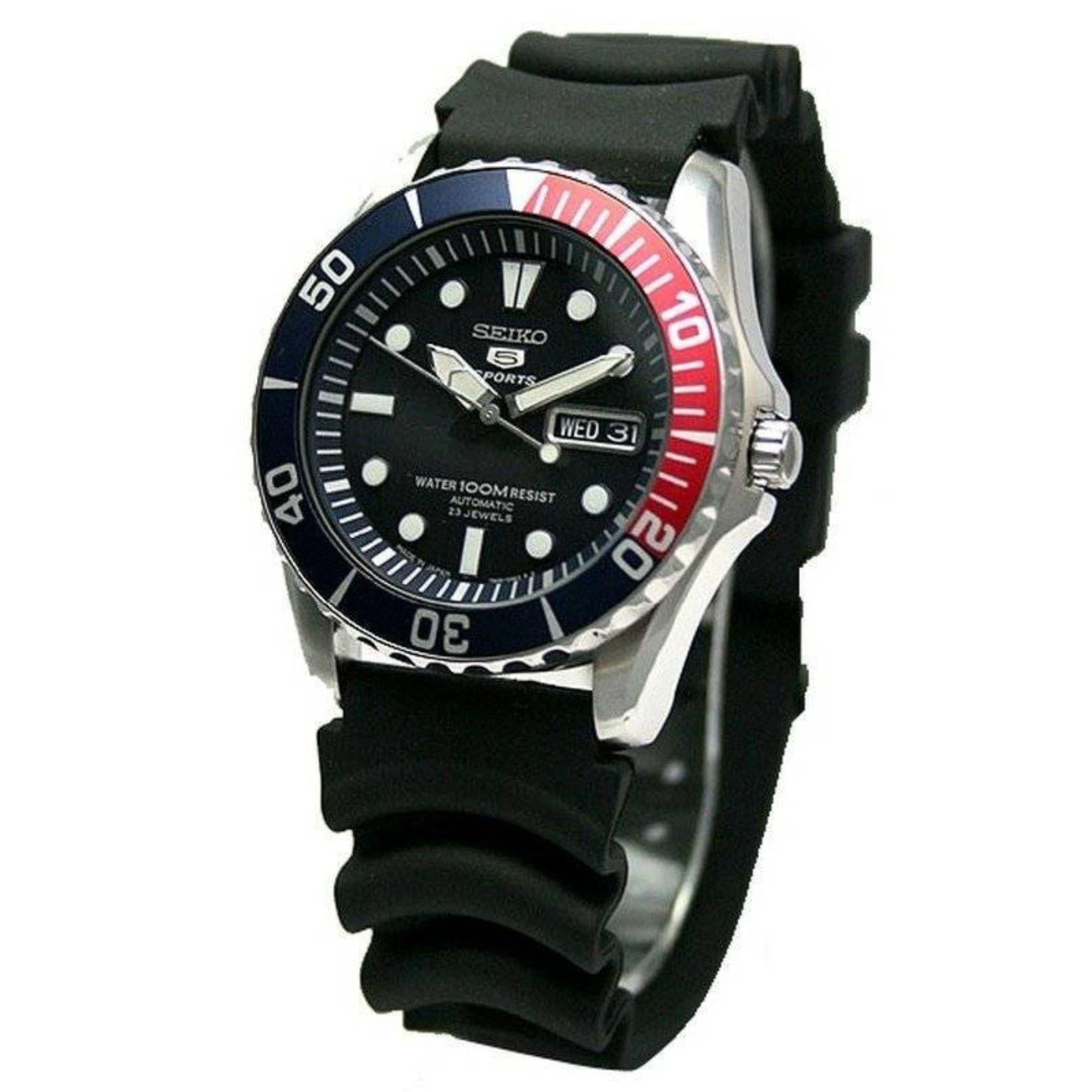 Seiko 5 Sports Automatic Blue Dial Black Rubber Strap Men’s Watch SNZF15K2