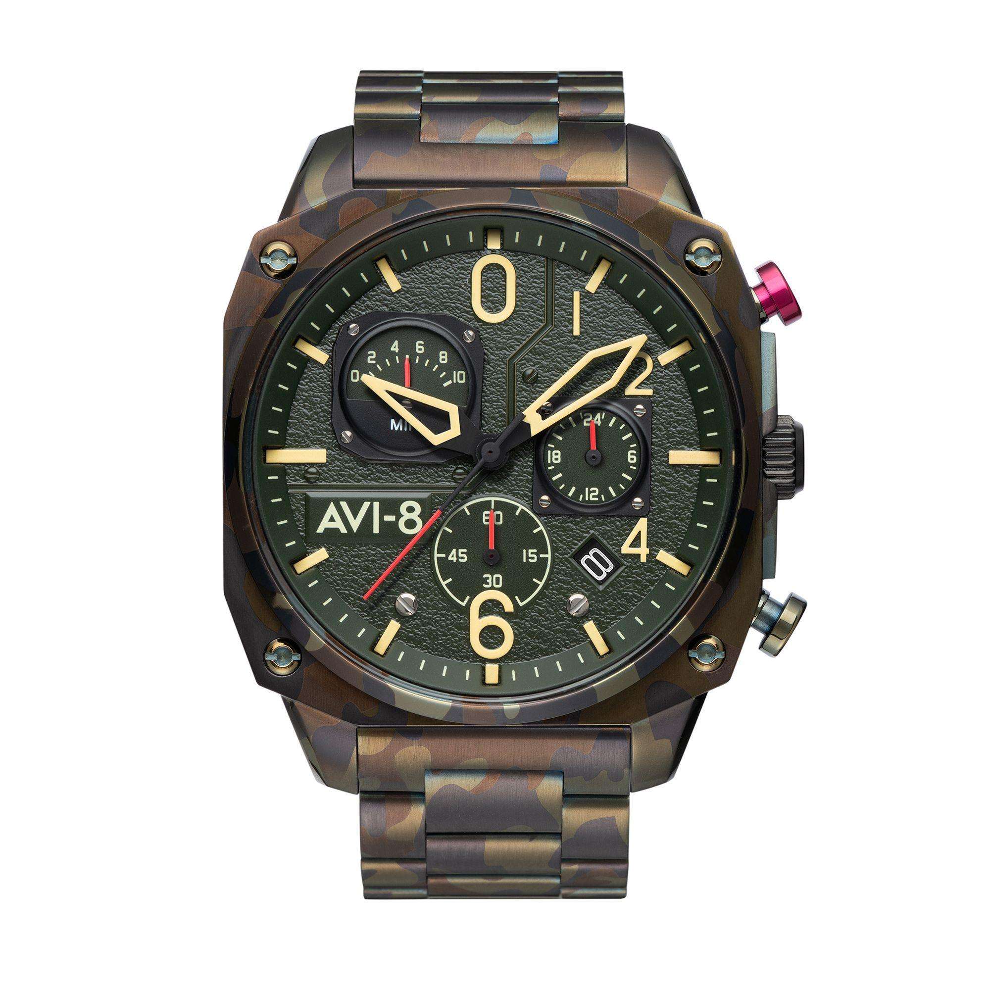 AVI-8 Hawker Hunter Retrograde Chronograph Ground Camo Mens Watch AV-4052-22