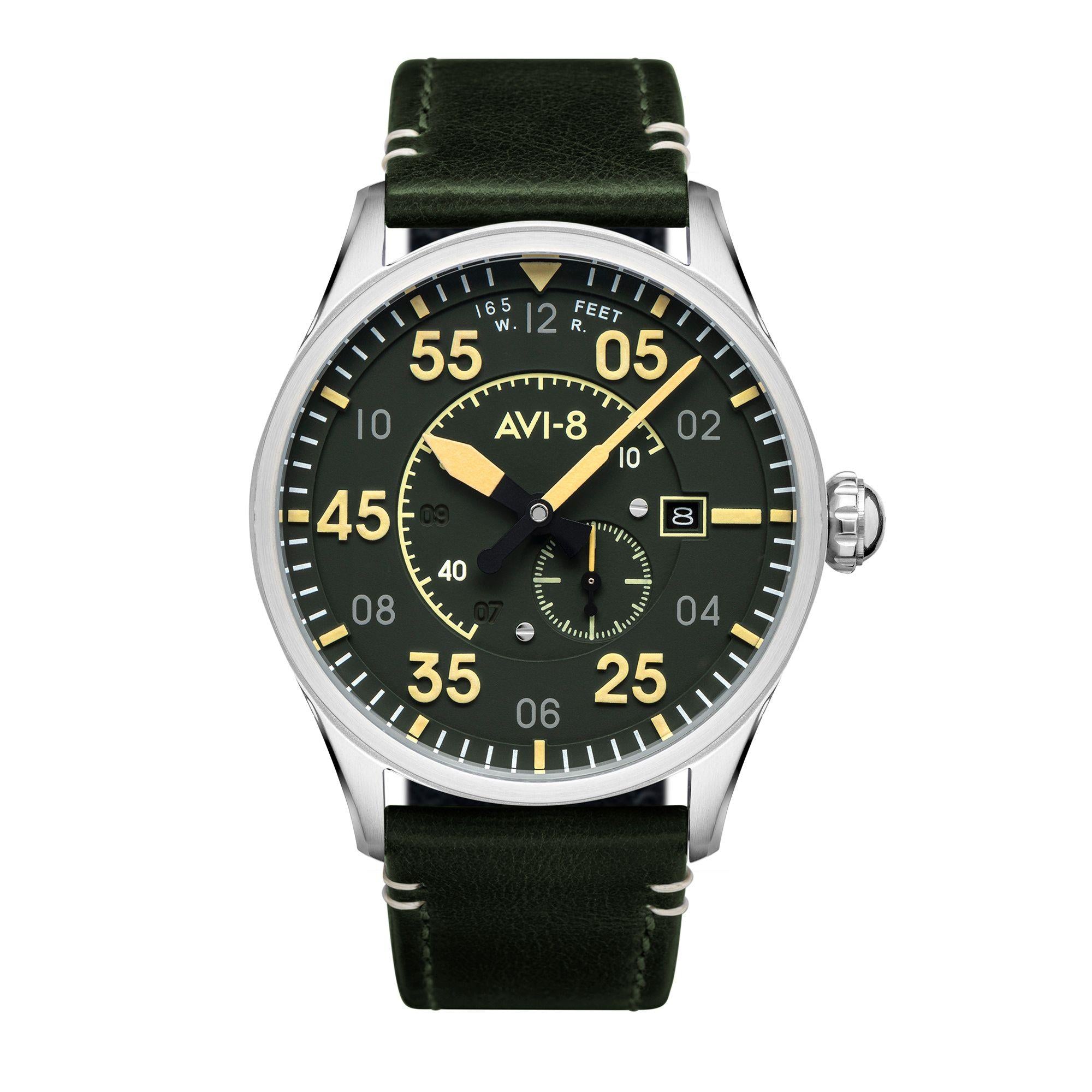 AVI-8 Spitfire Type 300 Automatic Olive Green with Additional Strap Mens Watch AV-4073-22