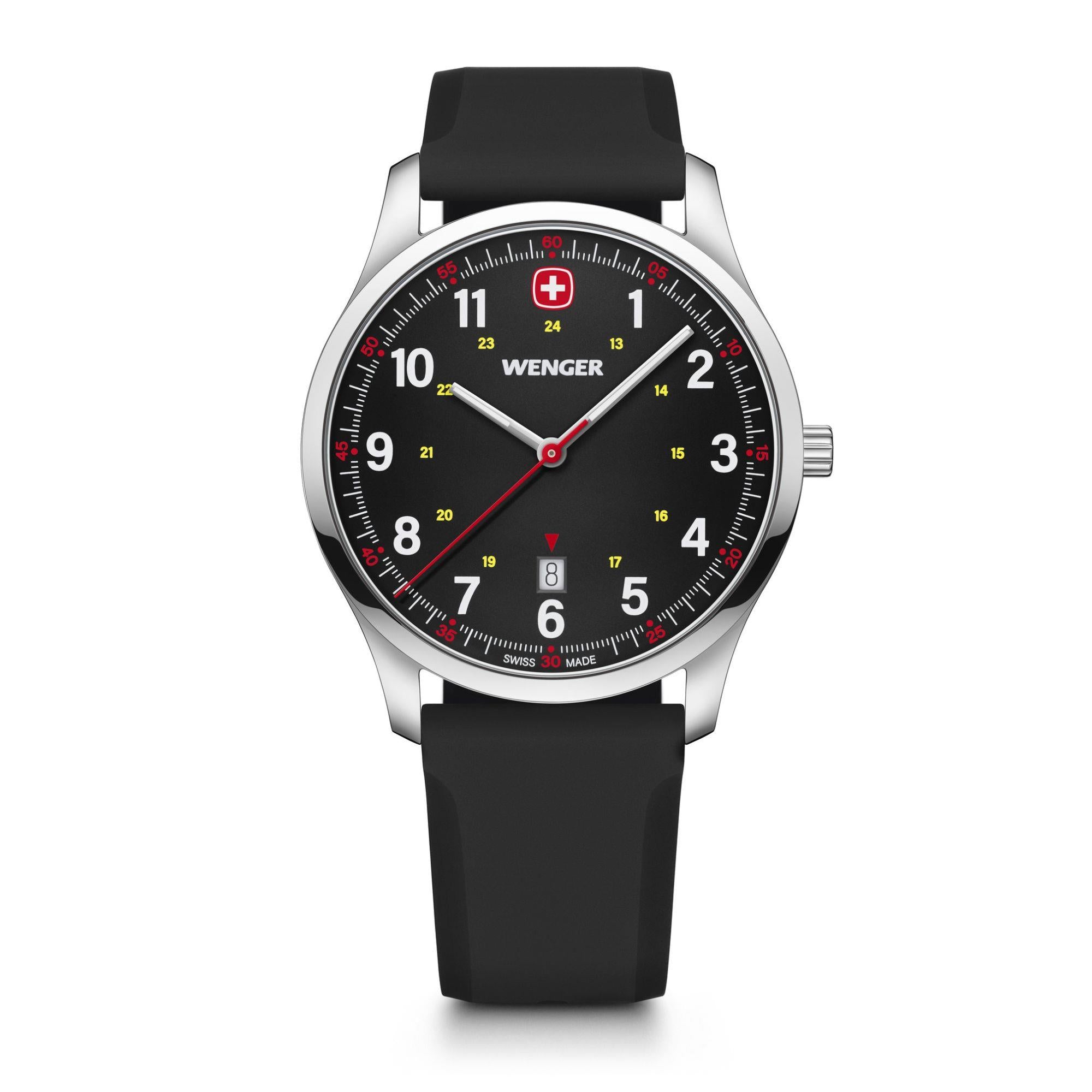 Wenger City Sport Black Dial Black Strap Men's Watch 01.1441.129